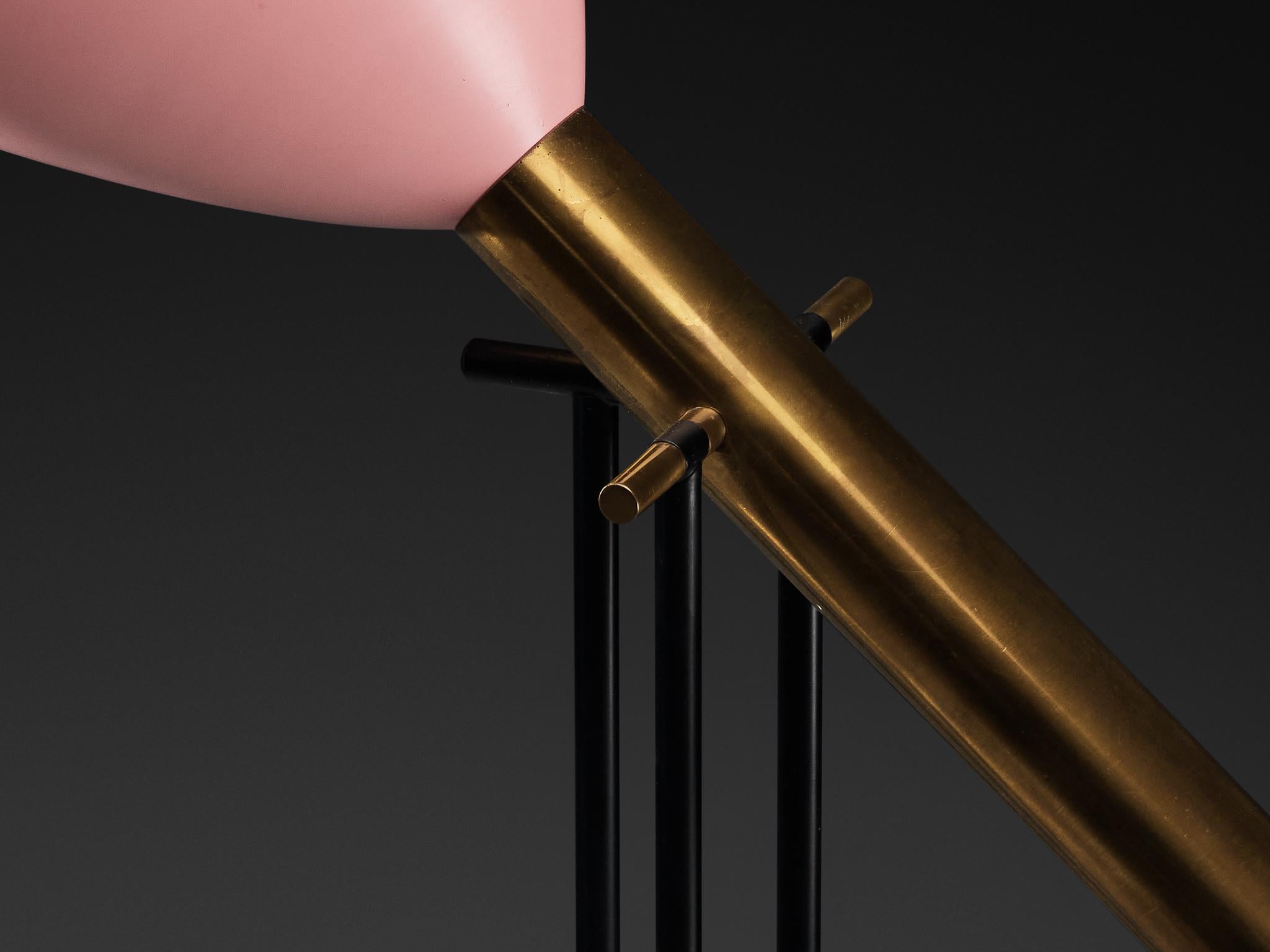 Angelo Lelii for Arredoluce ‘Televisione’ Floor Lamp in Brass and Aluminum In Good Condition For Sale In Waalwijk, NL