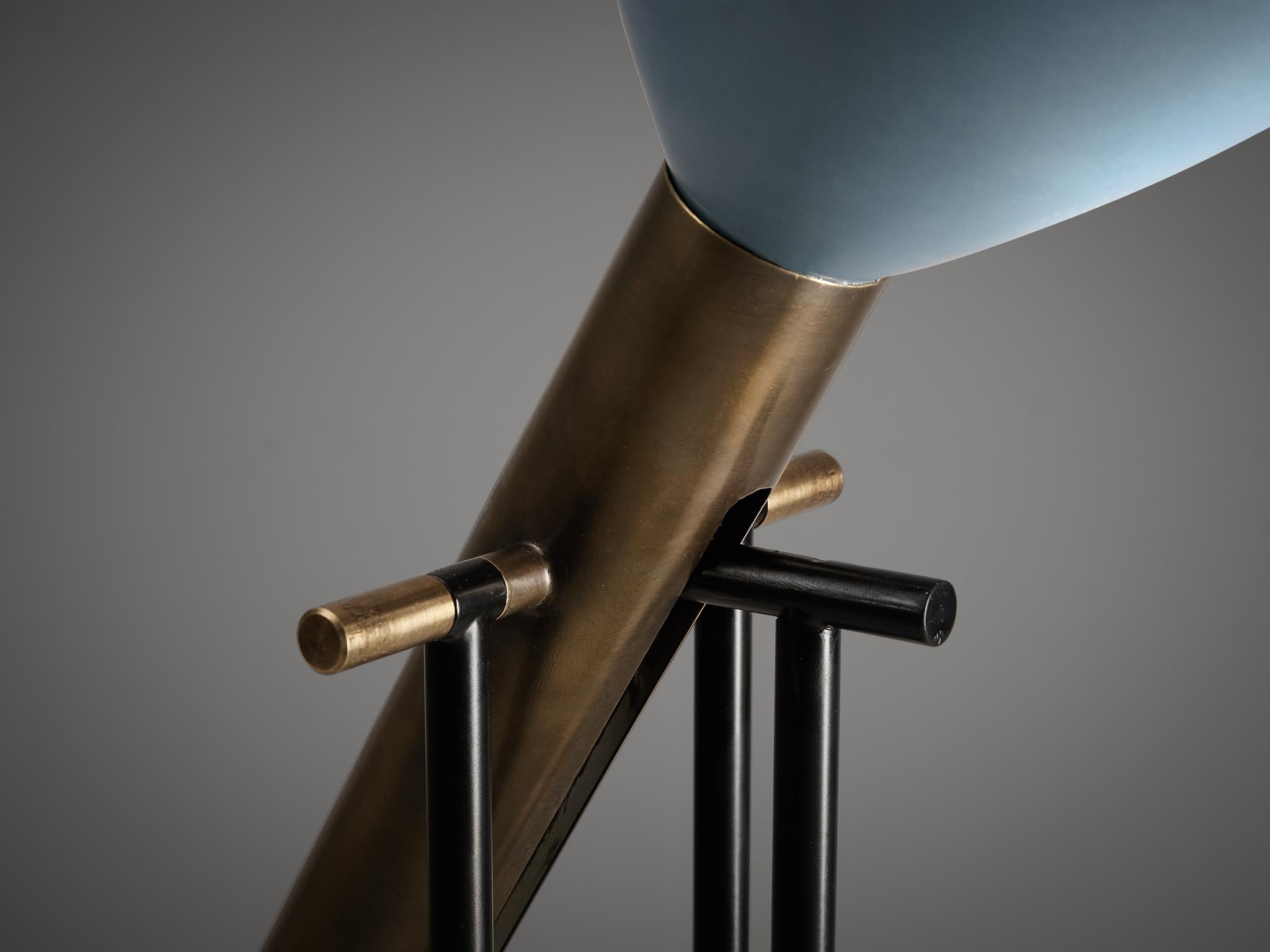 Mid-20th Century Angelo Lelii for Arredoluce ‘Televisione’ Floor Lamp in Brass and Aluminum  For Sale