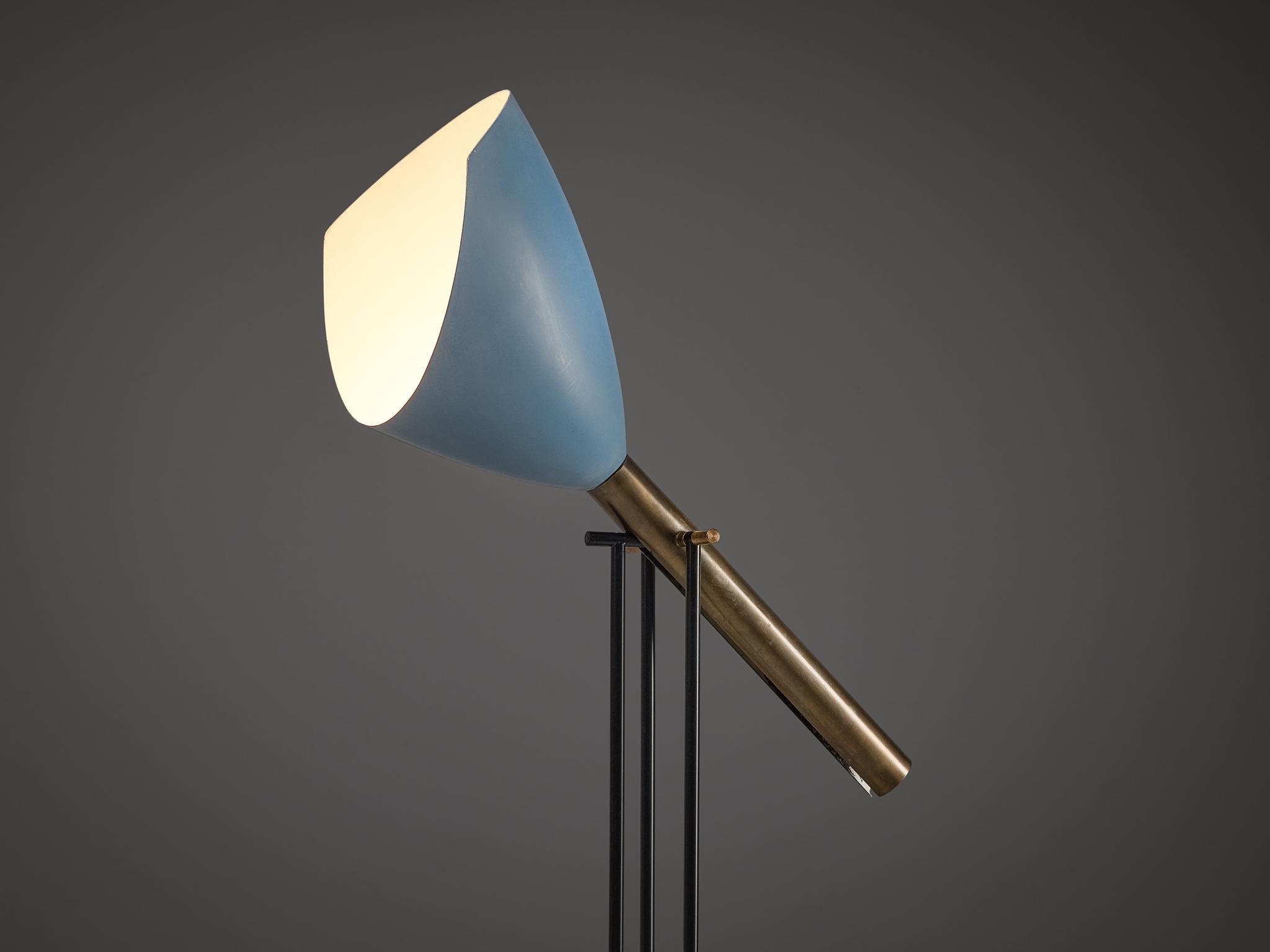 Angelo Lelii for Arredoluce ‘Televisione’ Floor Lamp in Brass and Aluminum  For Sale 1