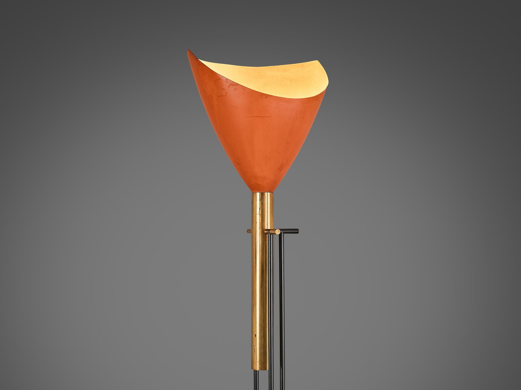Angelo Lelii for Arredoluce ‘Televisione’ Floor Lamp in Brass and Aluminum 1
