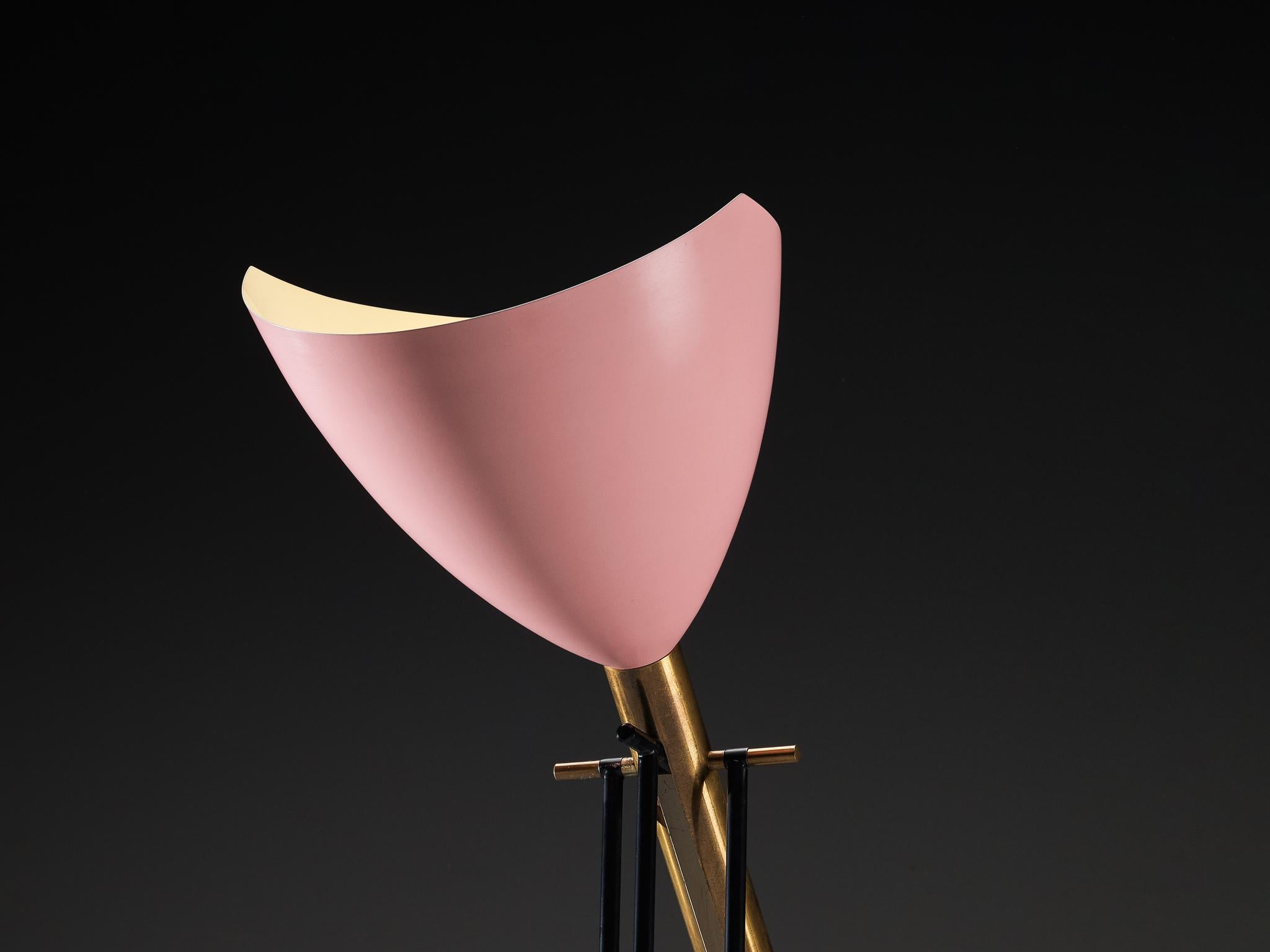 Angelo Lelii for Arredoluce ‘Televisione’ Floor Lamp in Brass and Aluminum For Sale 2