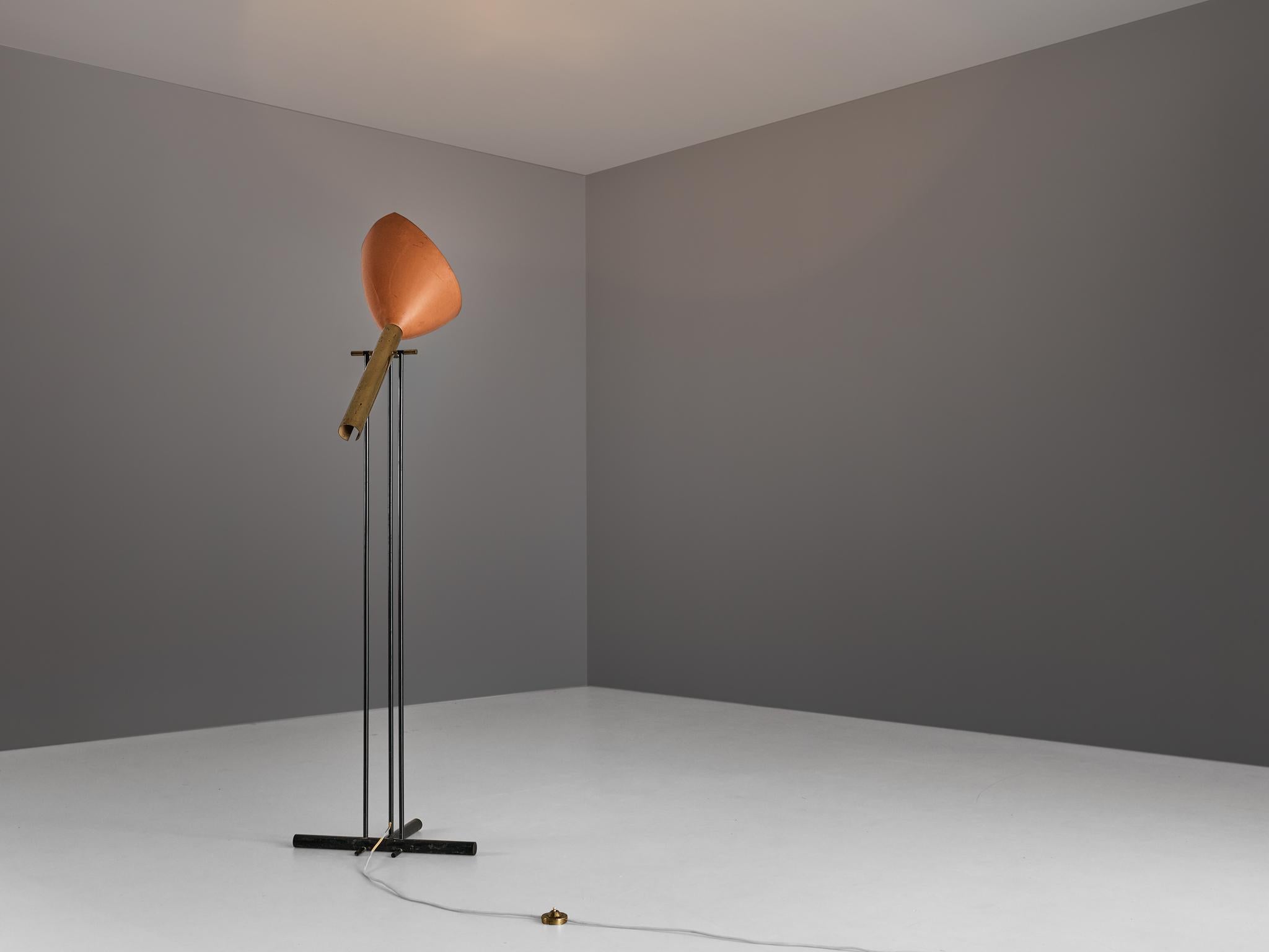 Angelo Lelii for Arredoluce ‘Televisione’ Floor Lamp in Brass and Aluminum 2