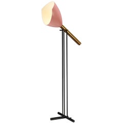 Angelo Lelii pour Arredoluce Lampadaire "Televisione" en laiton et aluminium