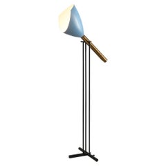 Angelo Lelii pour Arredoluce Lampadaire 'Televisione' en laiton et aluminium