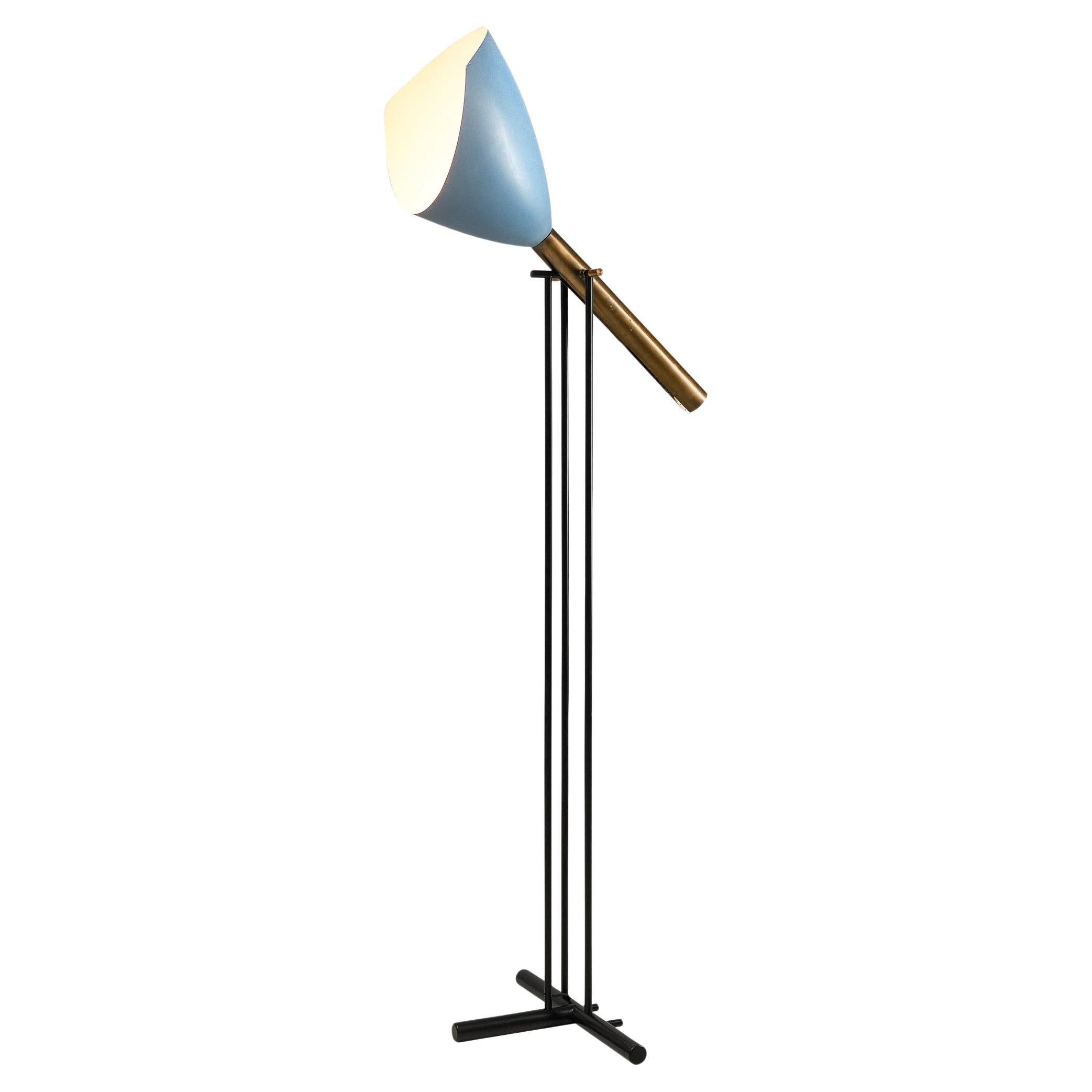 Angelo Lelii for Arredoluce ‘Televisione’ Floor Lamp in Brass and Aluminum  For Sale