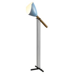 Lampada da terra 'Televisione' in ottone e alluminio di Angelo Lelii per Arredoluce