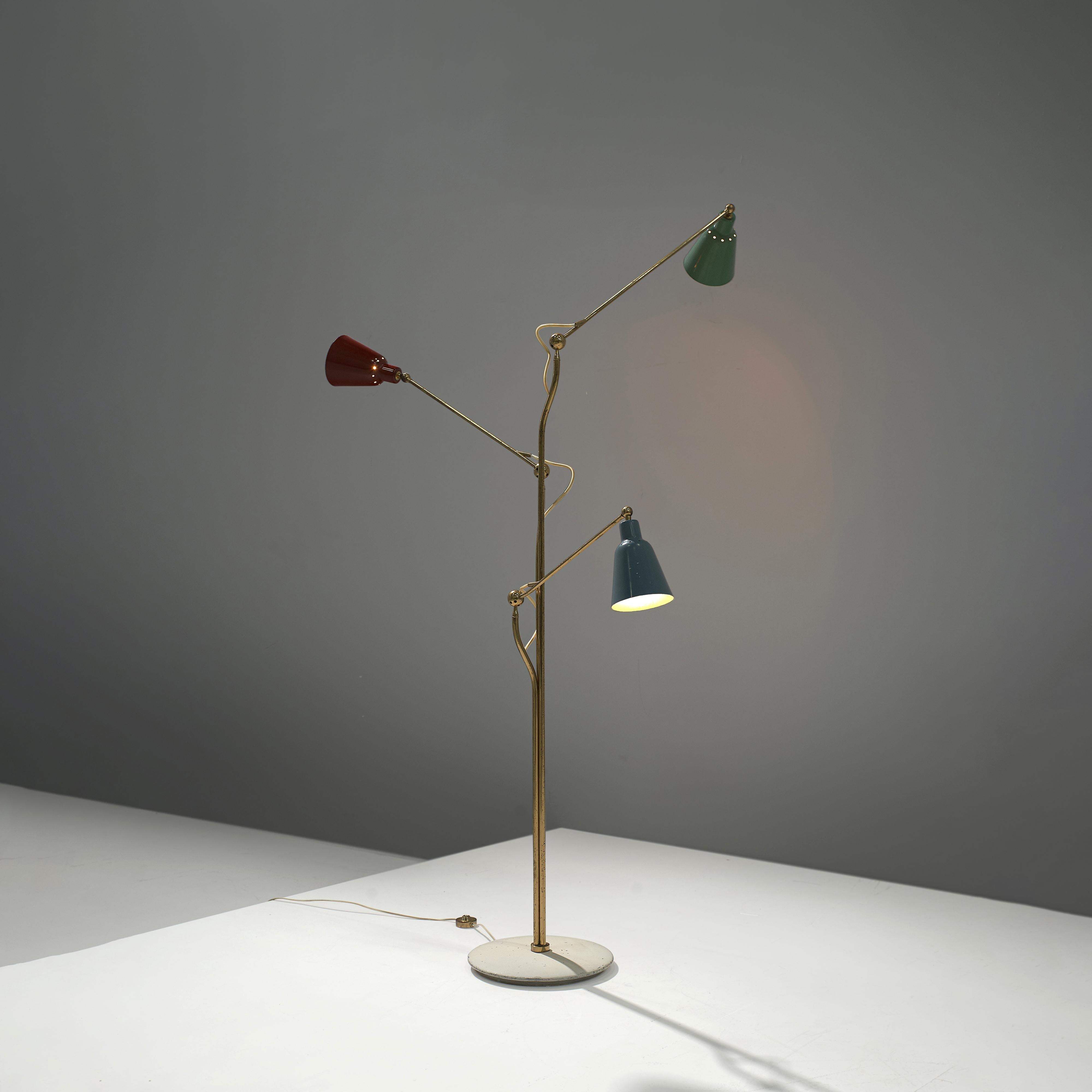 Mid-Century Modern Angelo Lelii for Arredoluce Three-Armed Floor Lamp
