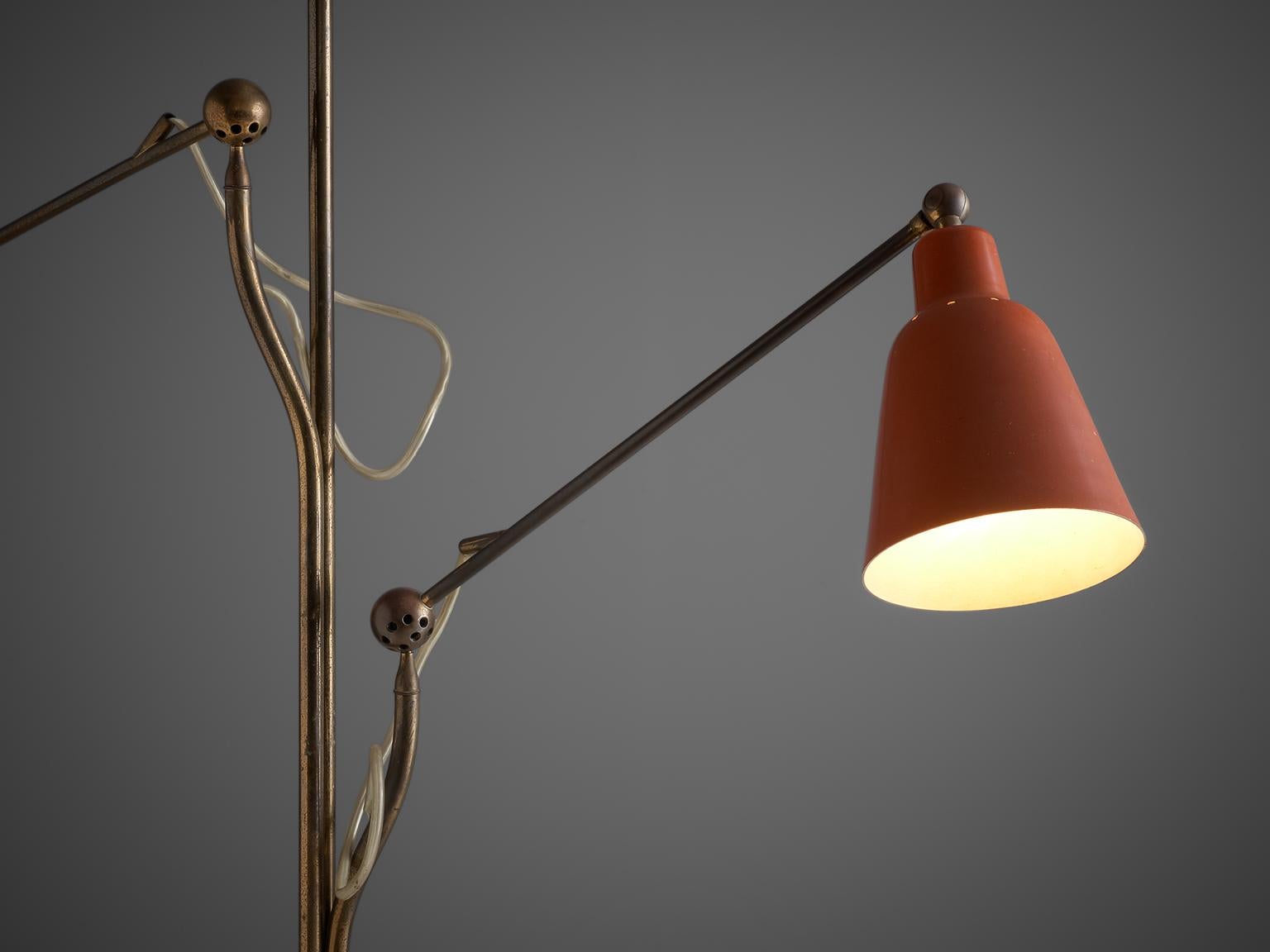 Italian Angelo Lelii for Arredoluce Three-Armed Floor Lamp