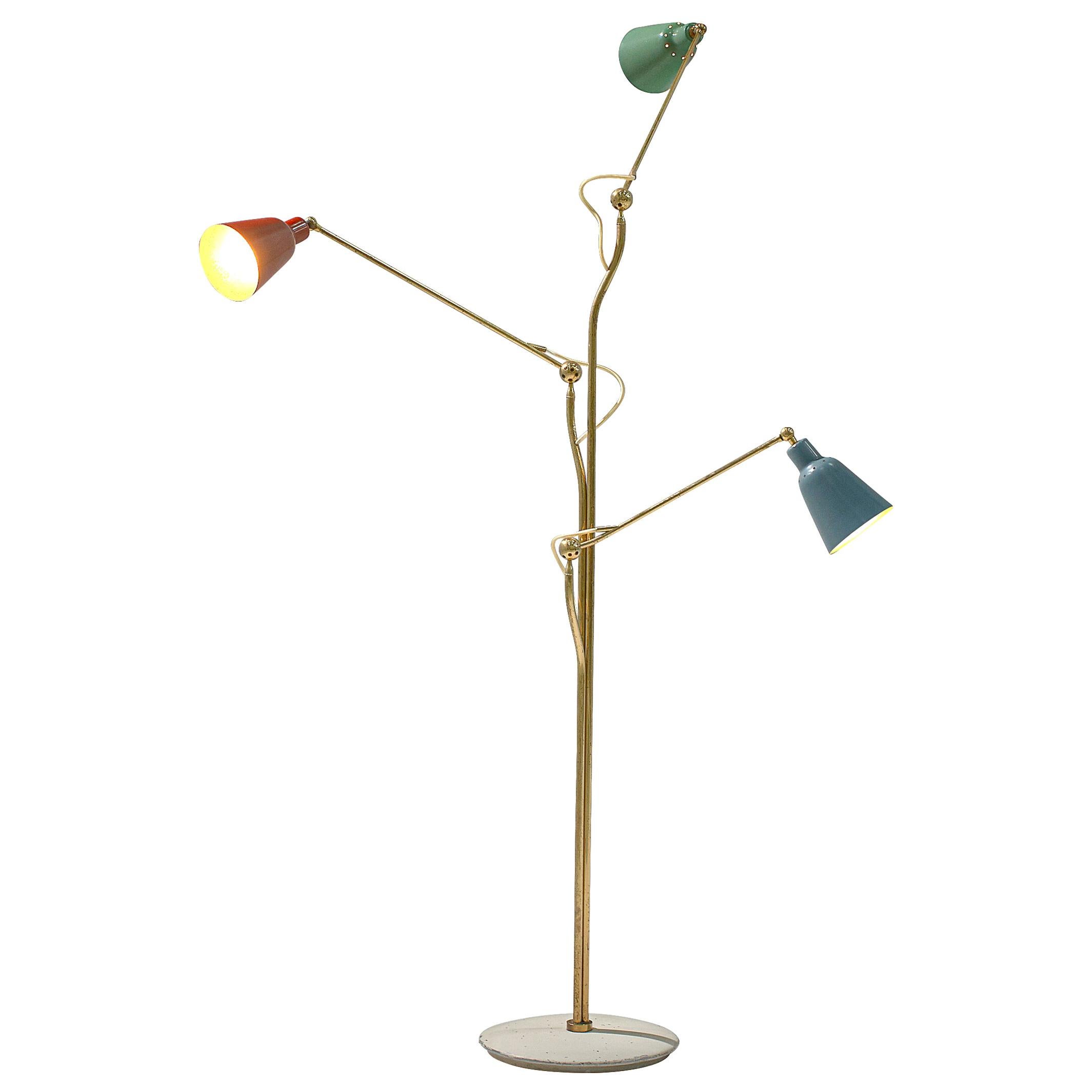 Angelo Lelii for Arredoluce Three-Armed Floor Lamp