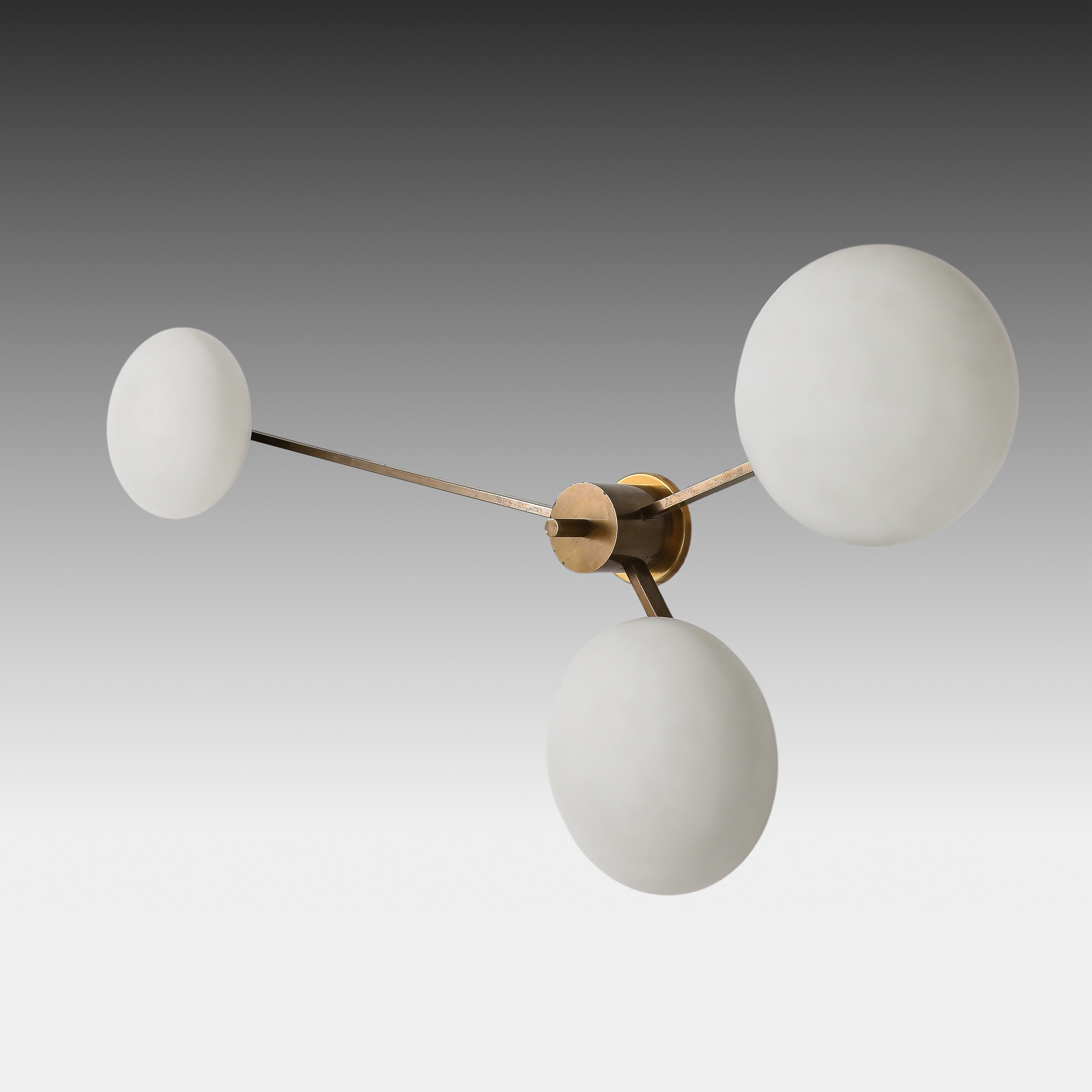 Angelo Lelii for Arredoluce Tre Lune Ceiling Light, Italy, 1960s, certificate For Sale 3