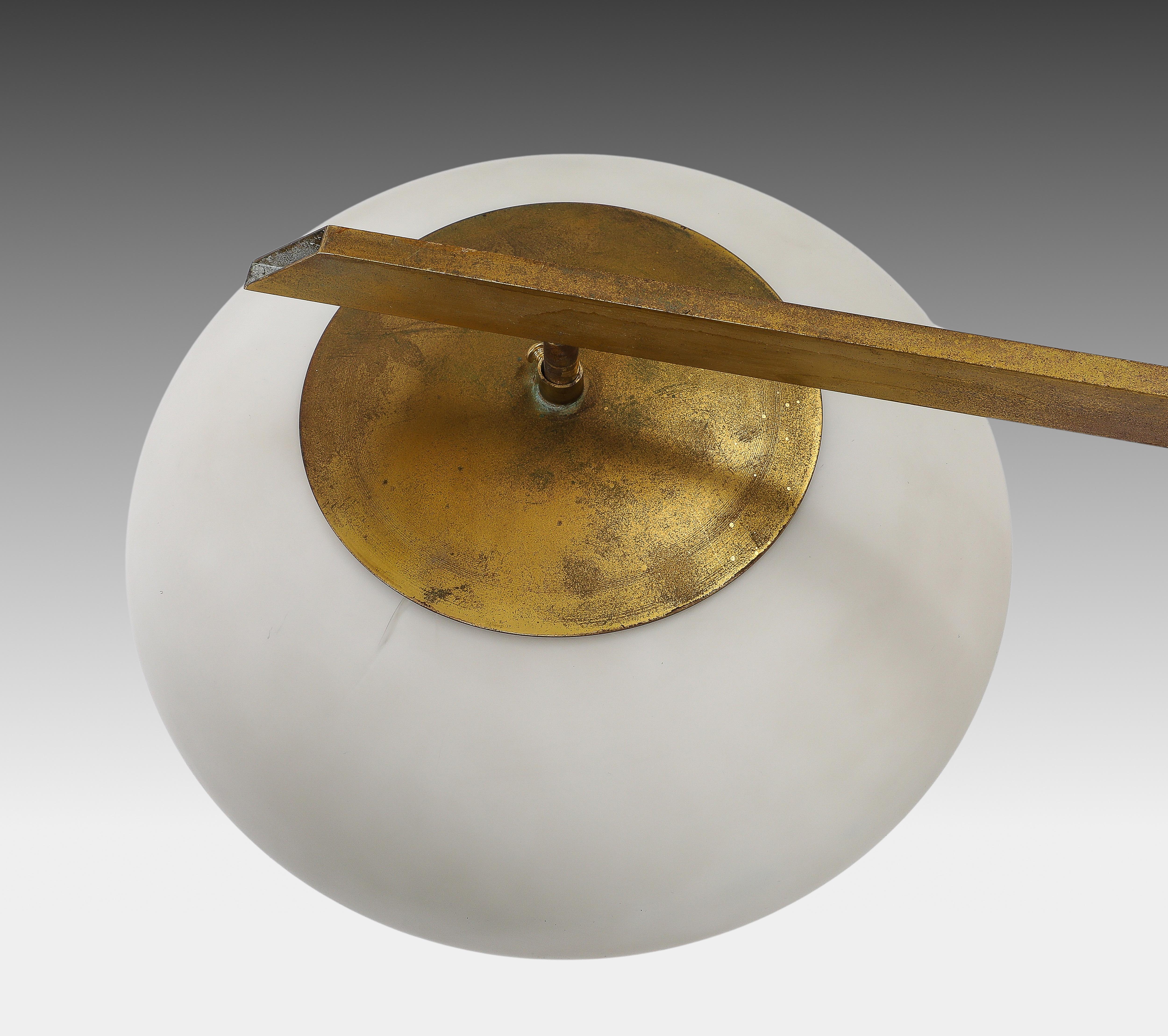 Angelo Lelii for Arredoluce Tre Lune Ceiling Light, Italy, 1960s, certificate For Sale 8