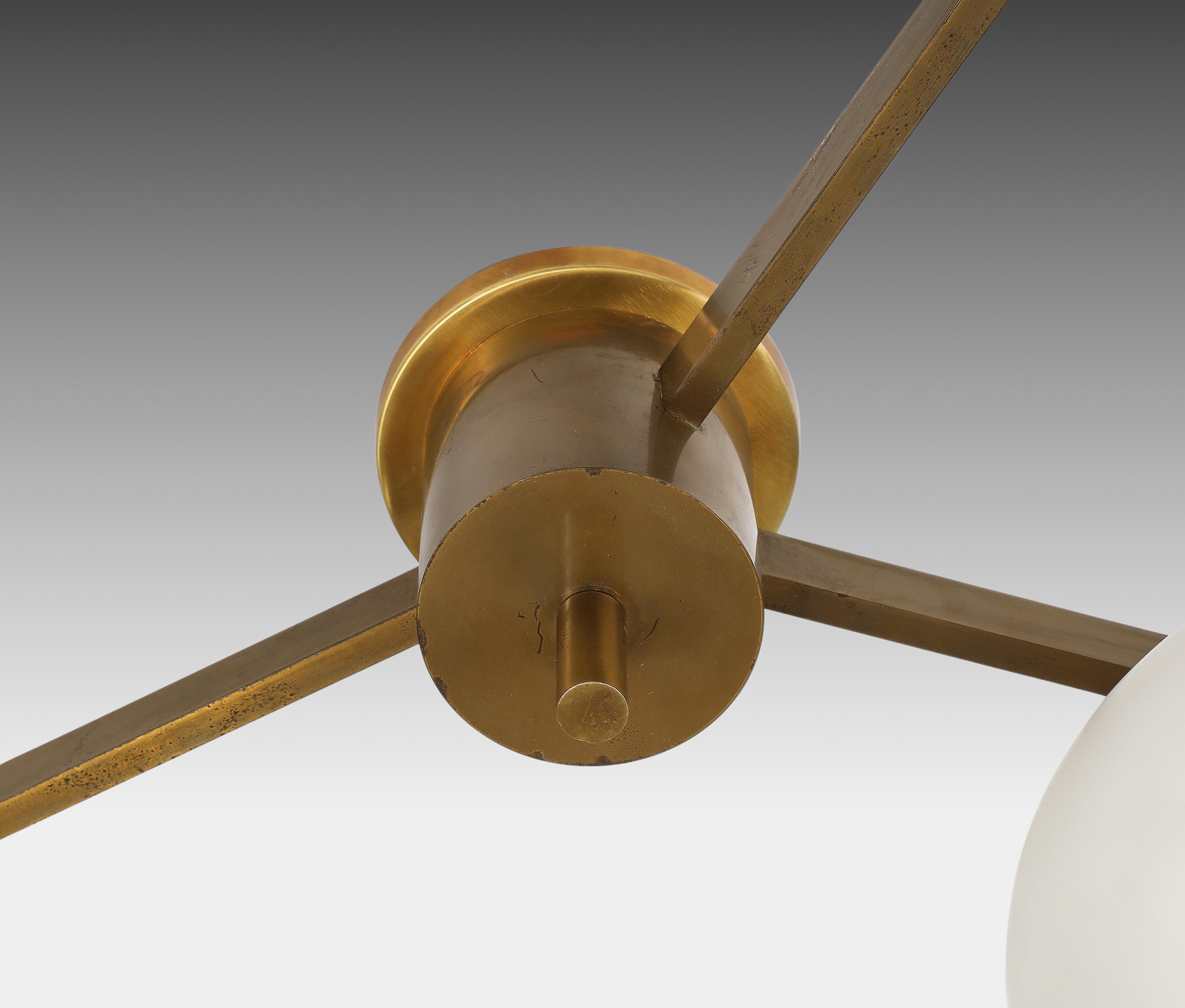 Angelo Lelii for Arredoluce Tre Lune Ceiling Light, Italy, 1960s, certificate For Sale 10