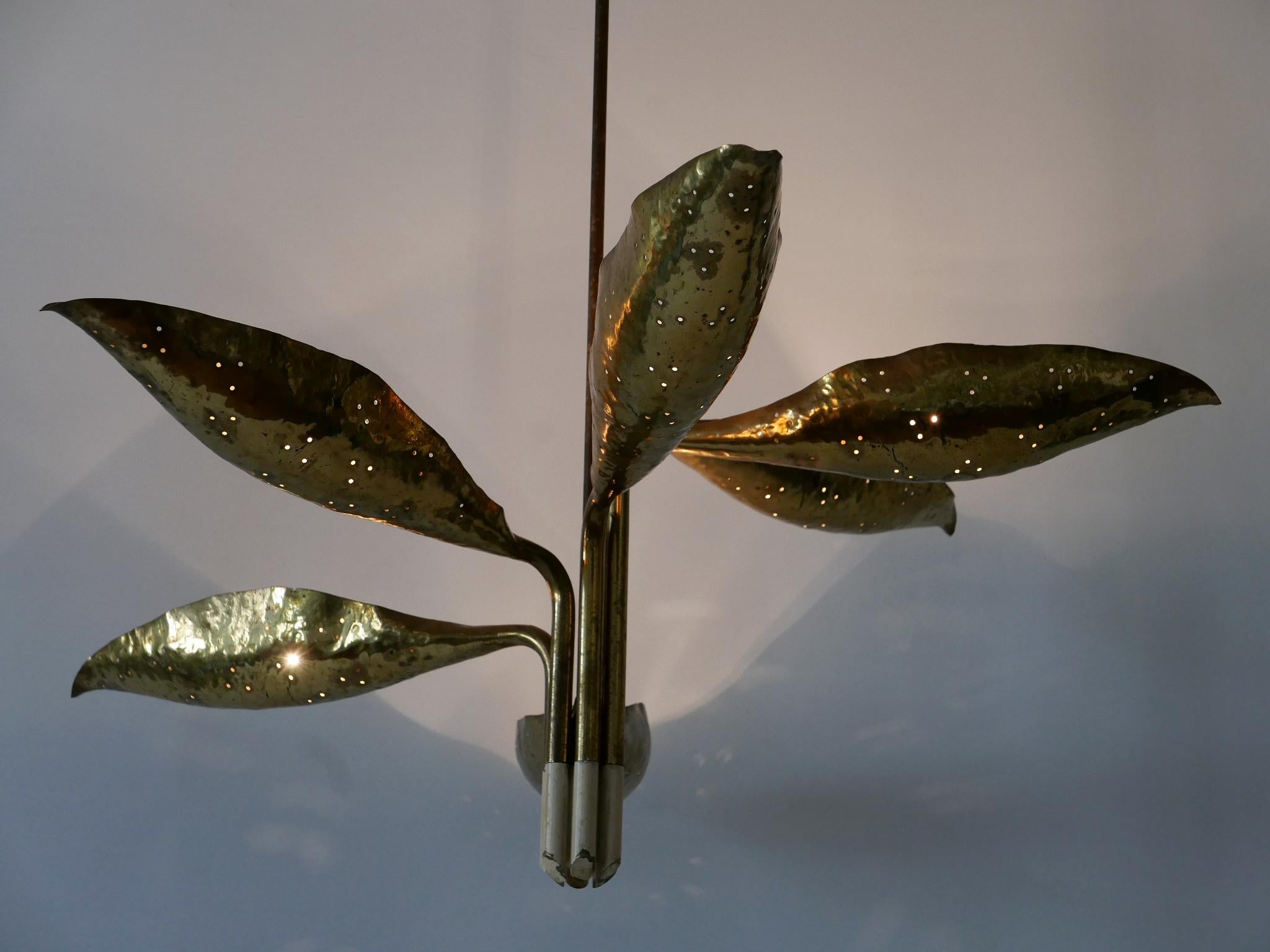 Angelo Lelii Perforated Brass Leaf Chandelier for Arredoluce Italy 1950s For Sale 9