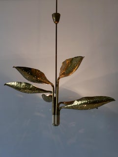 Angelo Lelii Lustre à feuilles en laiton perforé pour Arredoluce Italie années 1950