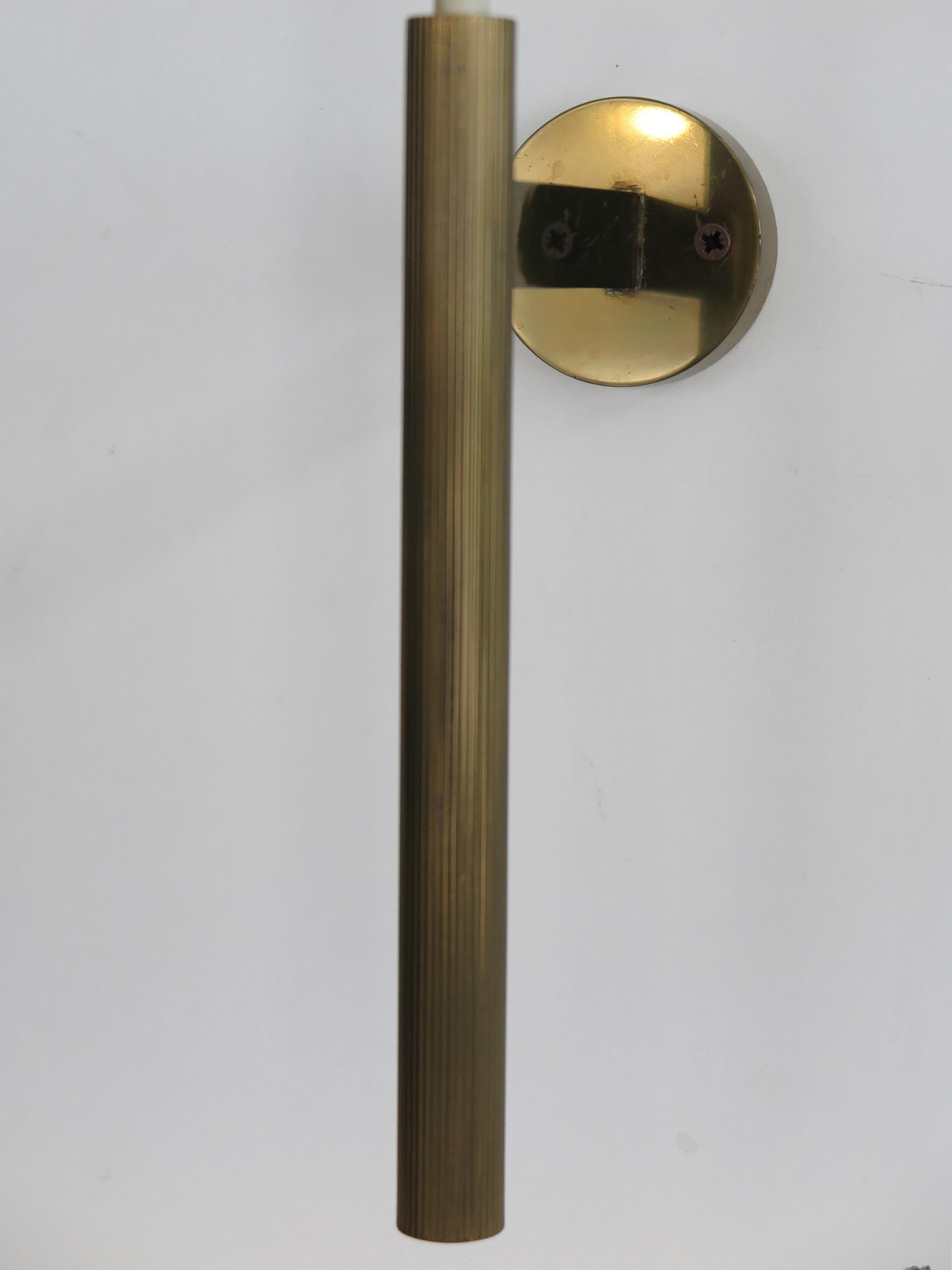 Angelo Lelii Italian Midcentury Glass Brass Sconces Wall Lamps Arredoluce 1950s For Sale 13
