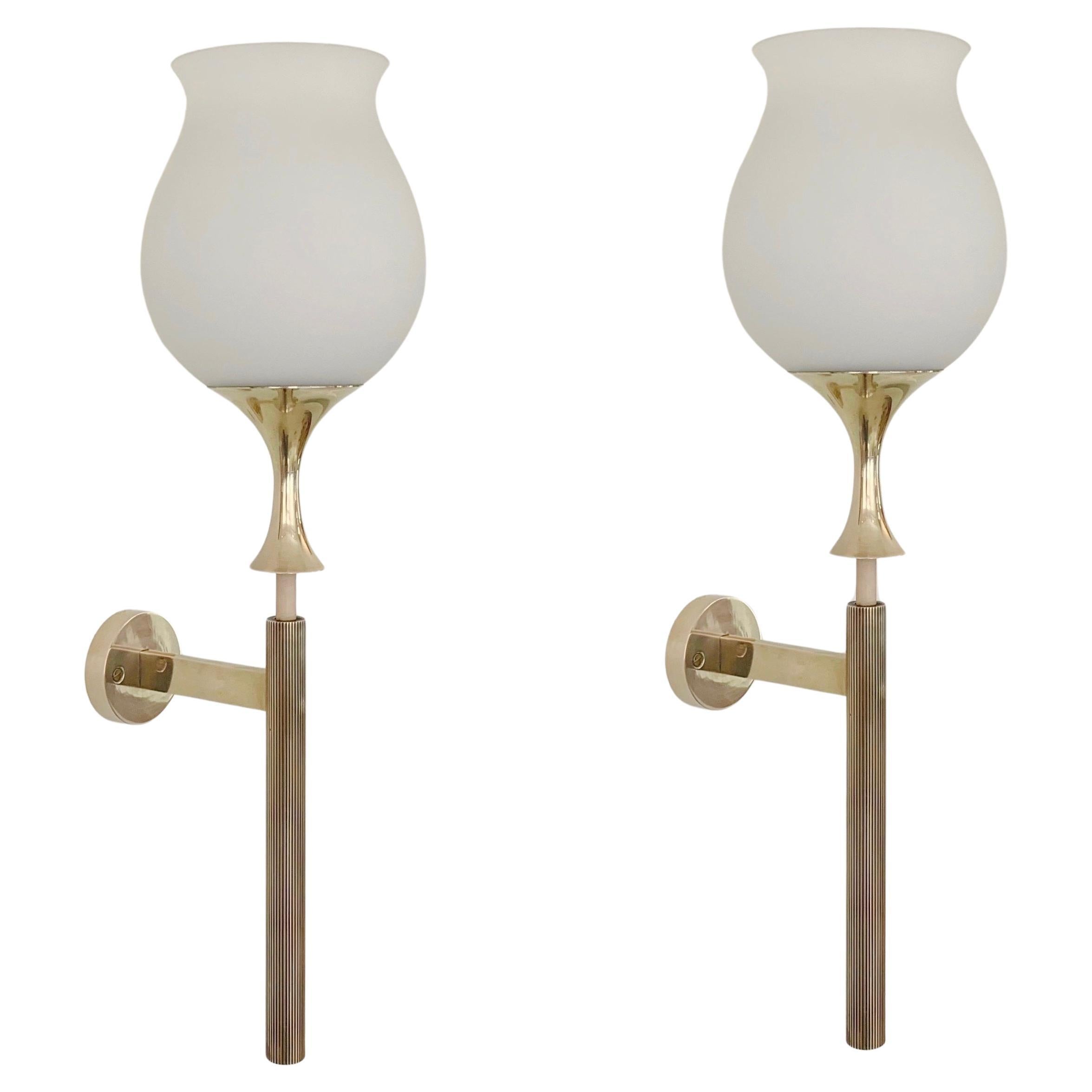 Angelo Lelii Pair of Brass Sconces By Arredoluce, circa 1956, Italy.