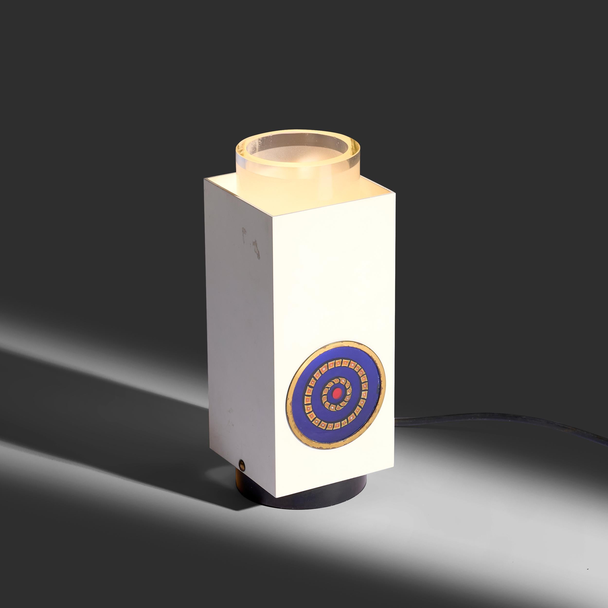 Mid-Century Modern Paire de lampes de bureau Angelo Lelii modèle 13090 avec murines pour Arredoluce, 1968 en vente