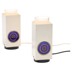 Paire de lampes de bureau Angelo Lelii modèle 13090 avec murines pour Arredoluce, 1968