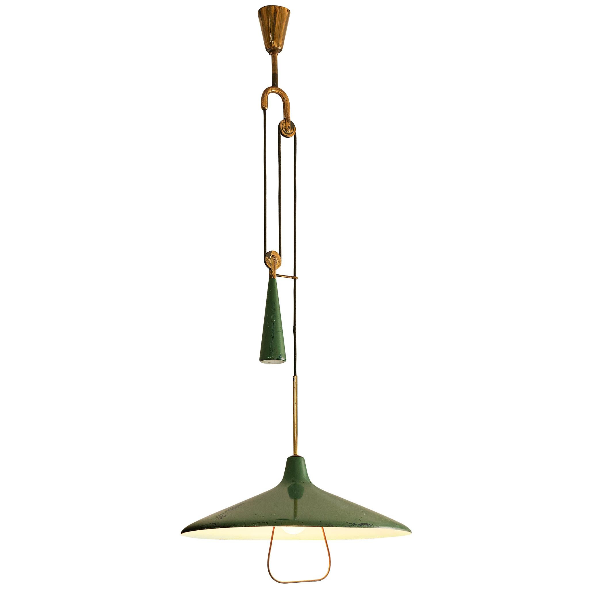 Angelo Lelii Pendant in Brass and Green Aluminum