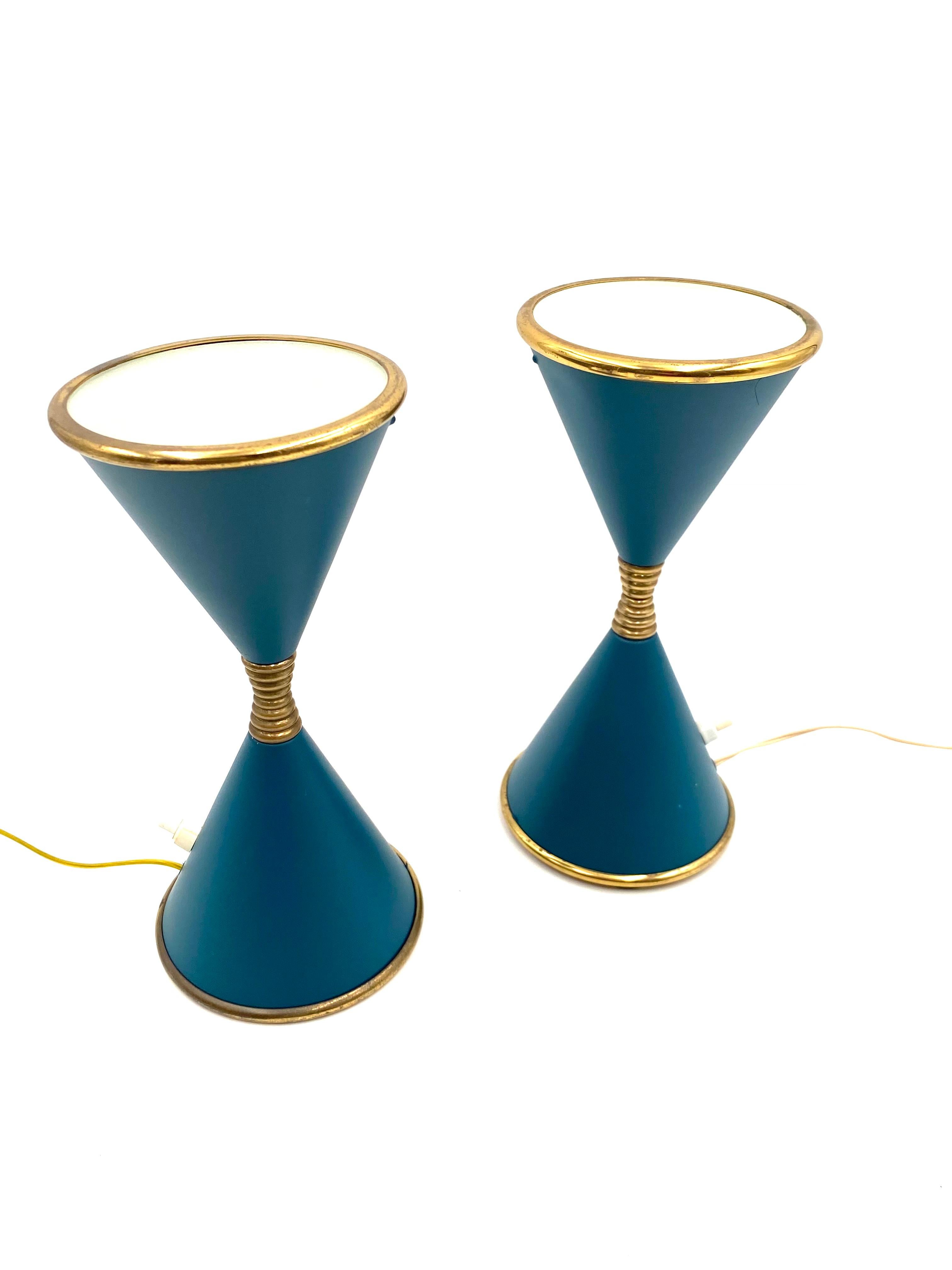 Angelo Lelii, 2er-Set „Clessidra“-Tischlampen, Arredoluce, Mailand, Italien, 1960 im Angebot 4