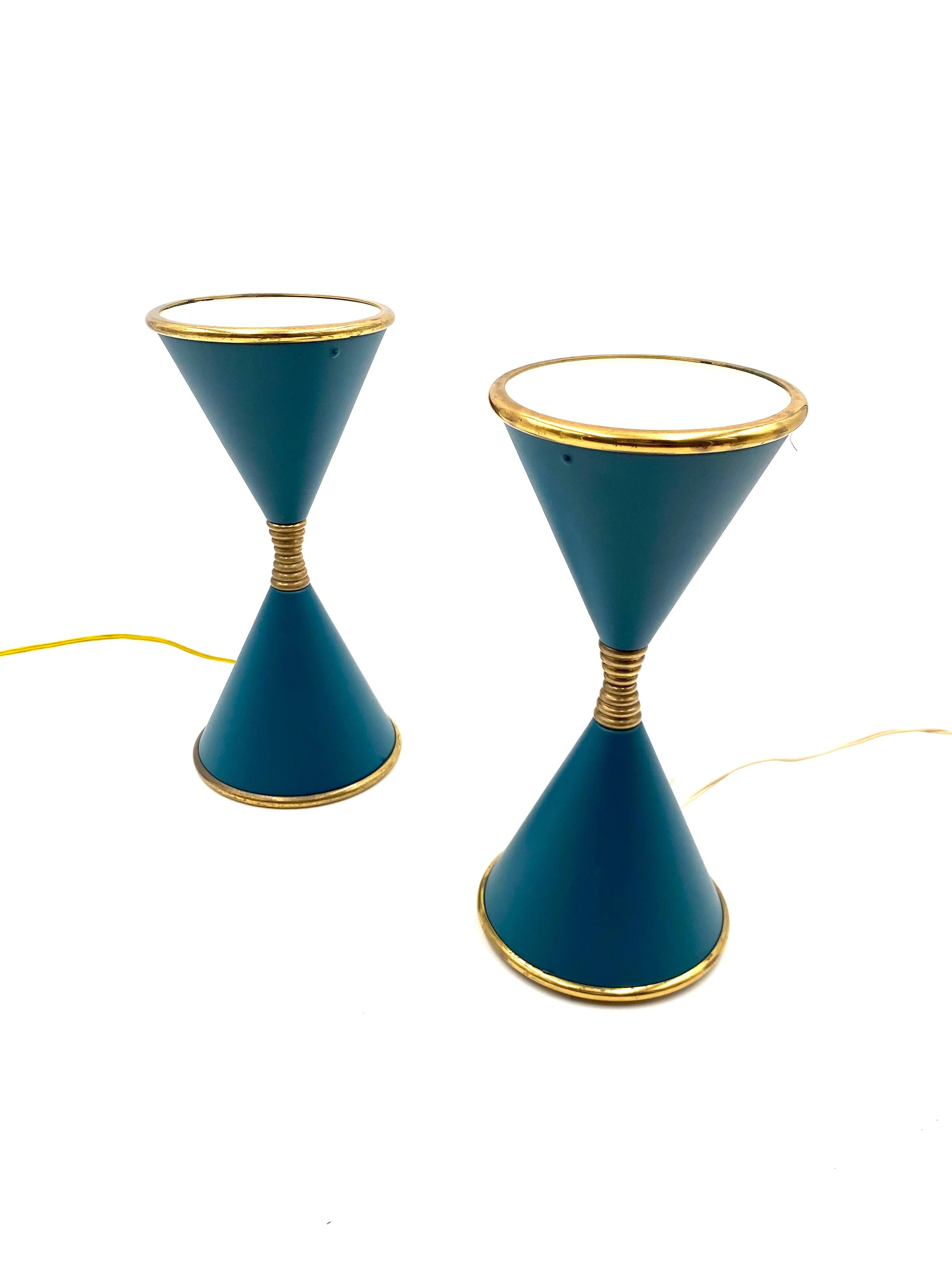 Angelo Lelii, 2er-Set „Clessidra“-Tischlampen, Arredoluce, Mailand, Italien, 1960 im Angebot 7