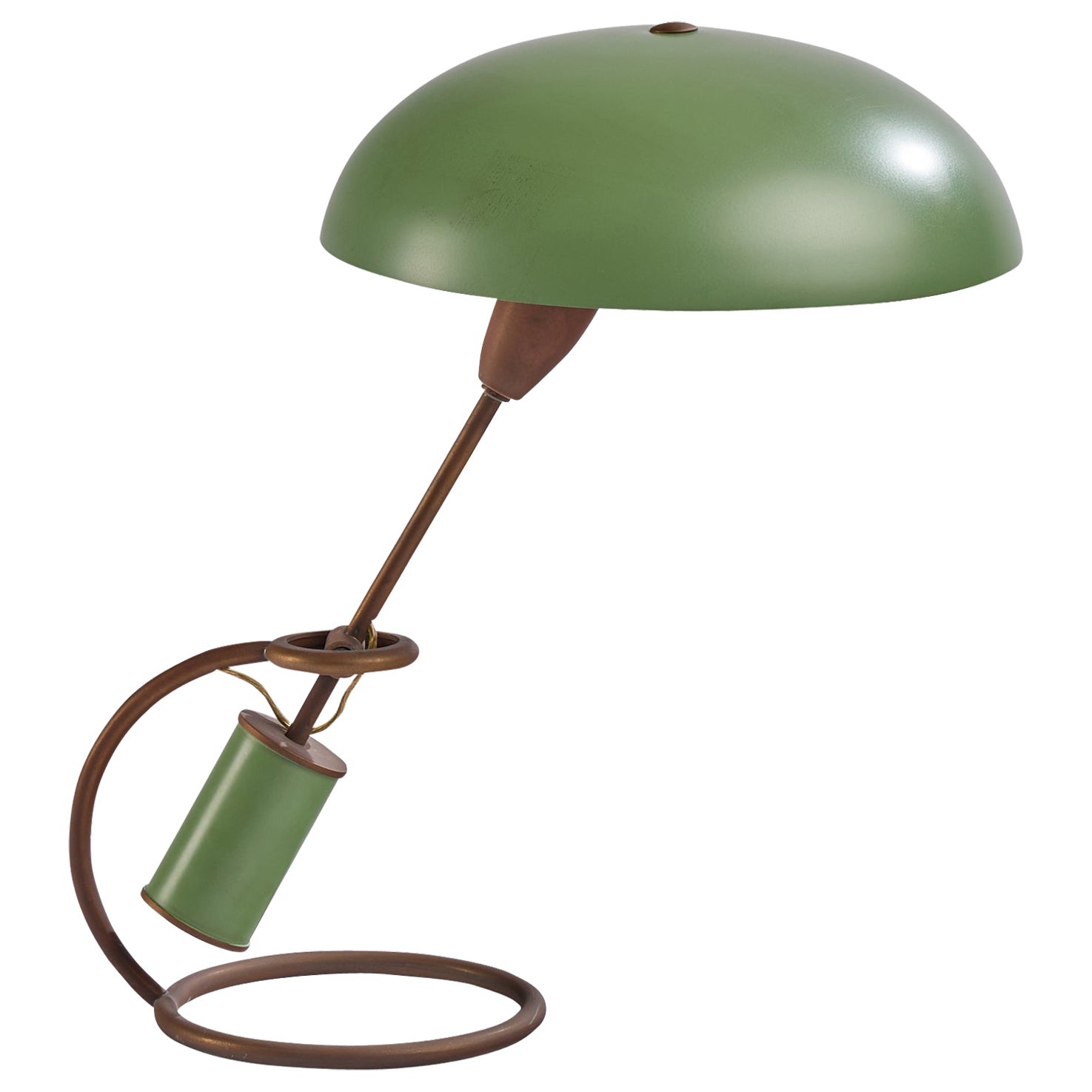 Angelo Lelii, lampe de table, laiton, métal, Italie, années 1950 en vente