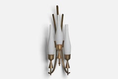Angelo Lelii, Wall Light, Brass, Glass, Italy, 1950s