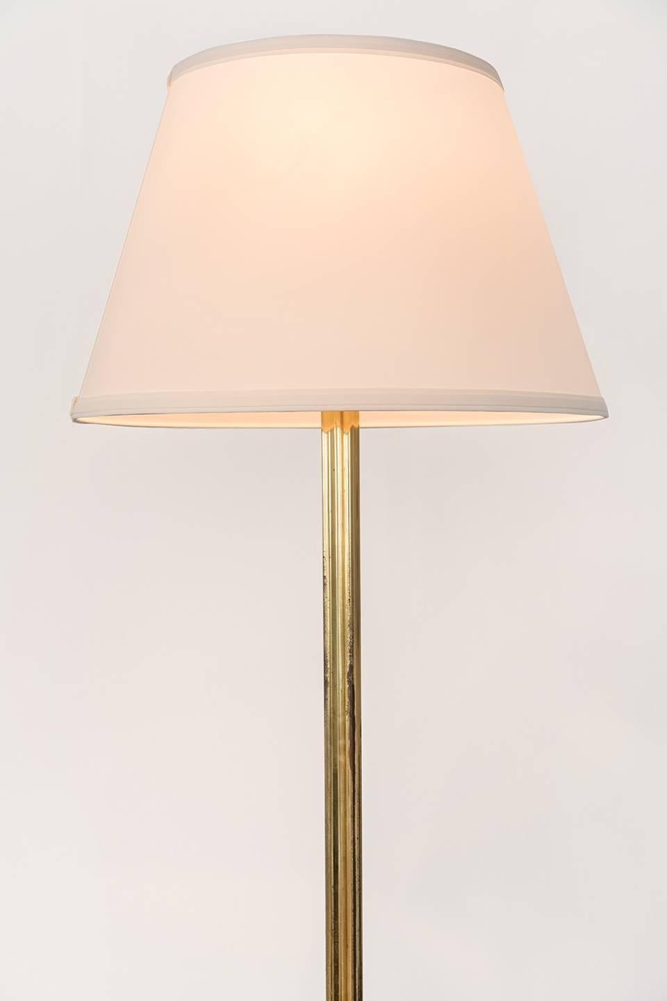 Mid-Century Modern Angelo Lelii (attributed) Floor Lamp, Brass, Marble, Silk, Arredoluce, 1950s