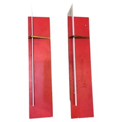 Angelo Lelli (1911-1979), paire d'appliques, plexiglas, fer laqué et laiton