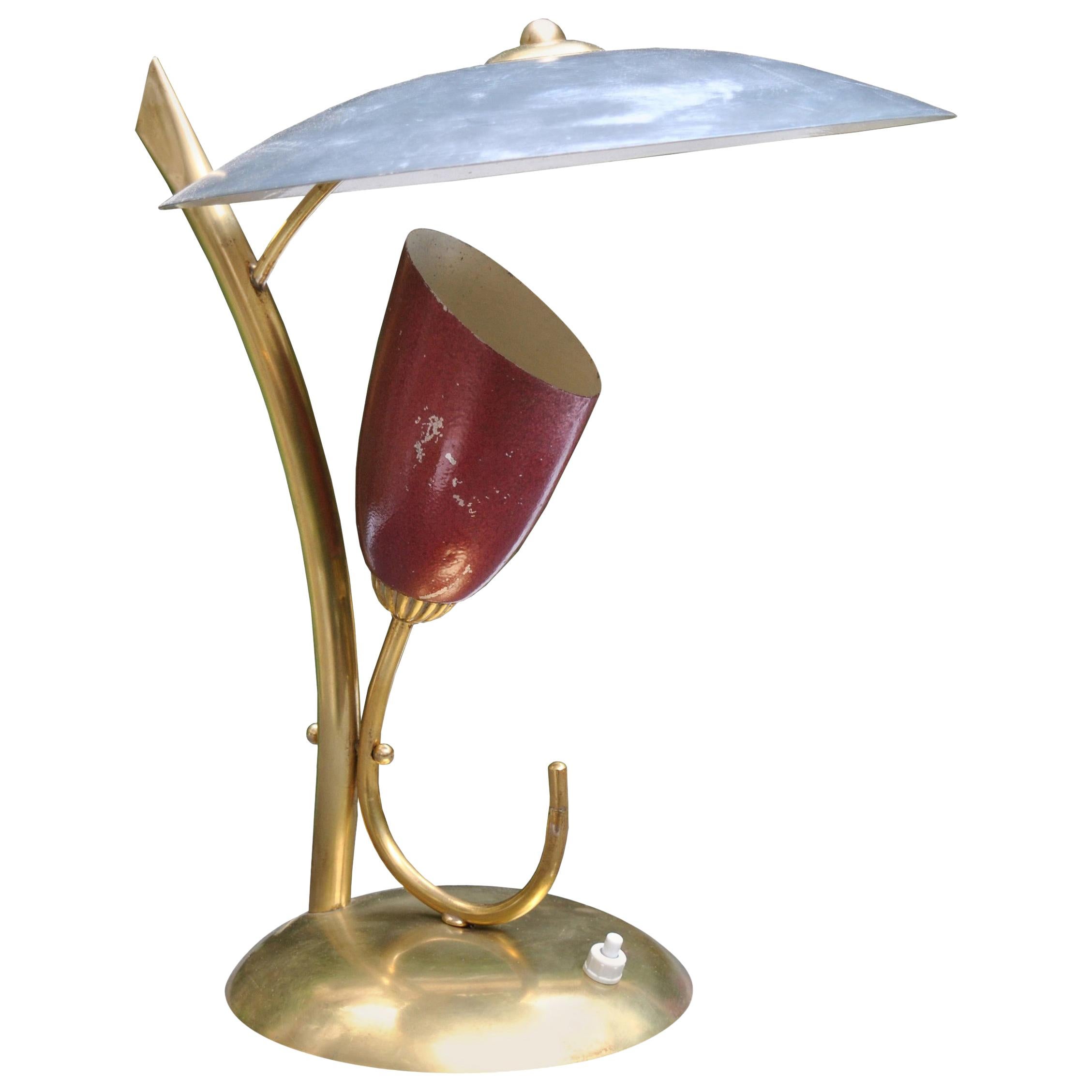 Angelo Lelli Arredoluce in the Style Italian Midcentury Table Lamp in Brass