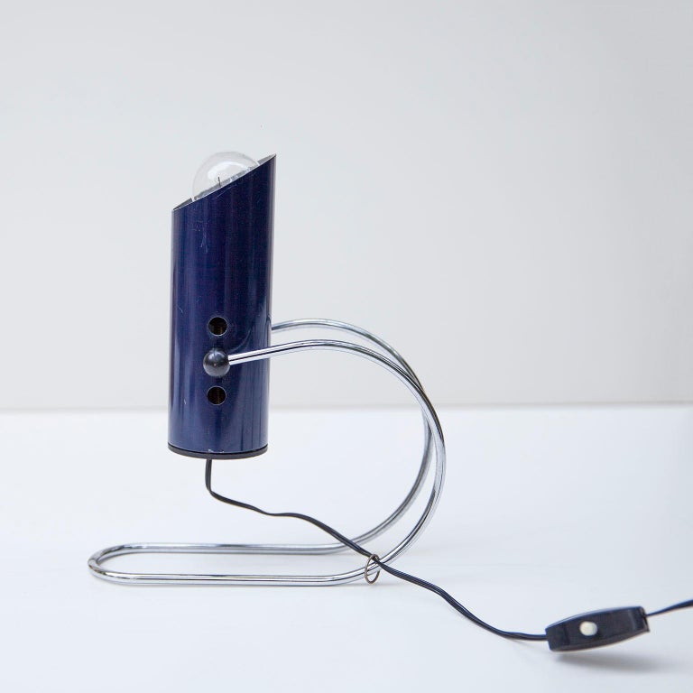 Angelo Lelli Blue Table Desk Lamp, Italy, 1950s For Sale 3