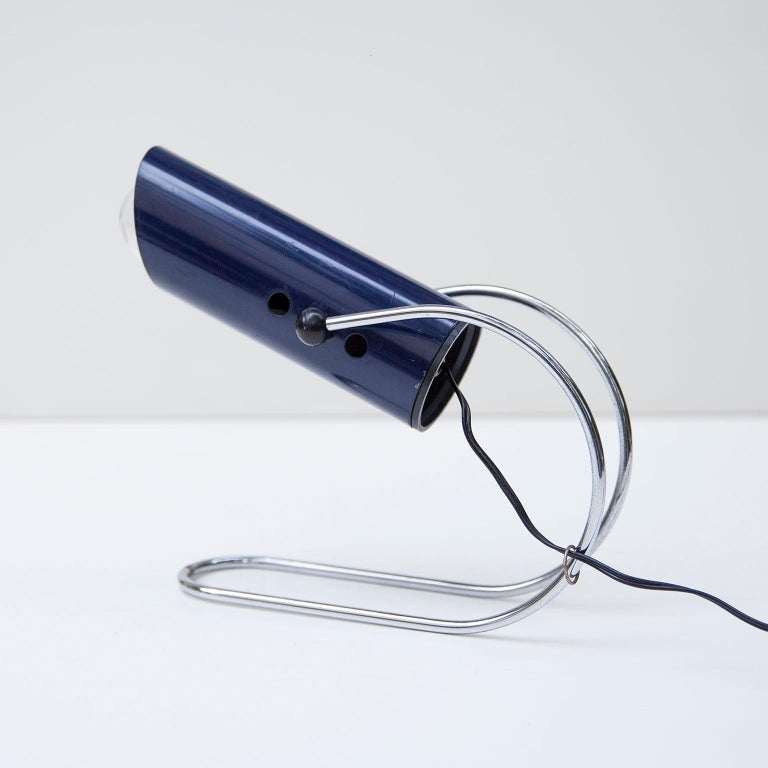 Angelo Lelli Blue Table Desk Lamp, Italy, 1950s In Good Condition For Sale In Munich, DE