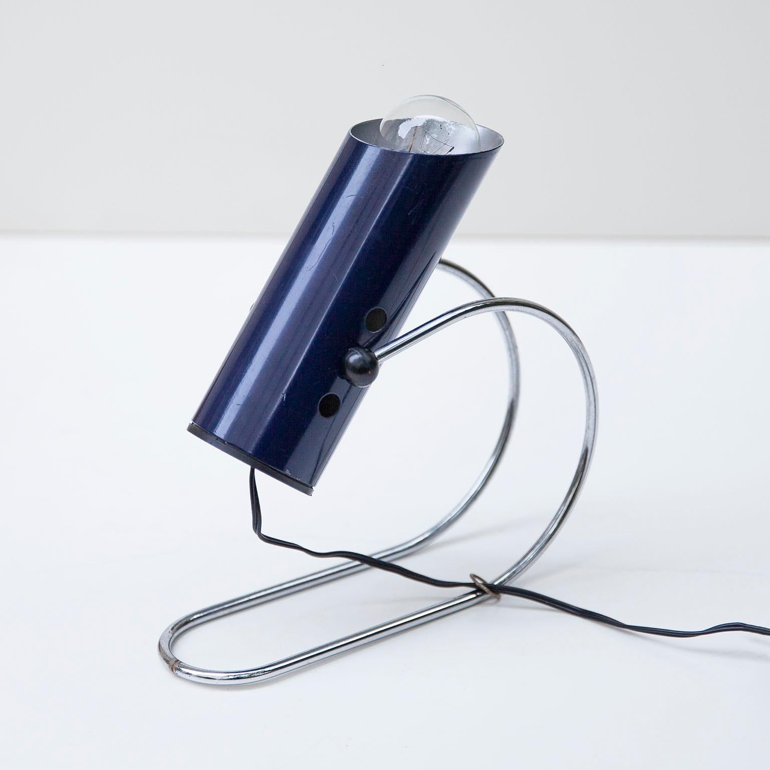 Metal Angelo Lelli Blue Table Desk Lamp, Italy, 1950s For Sale