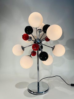 Angelo Lelli italienisch rot und schwarz, Glas, Metall und Acryl um 1970.