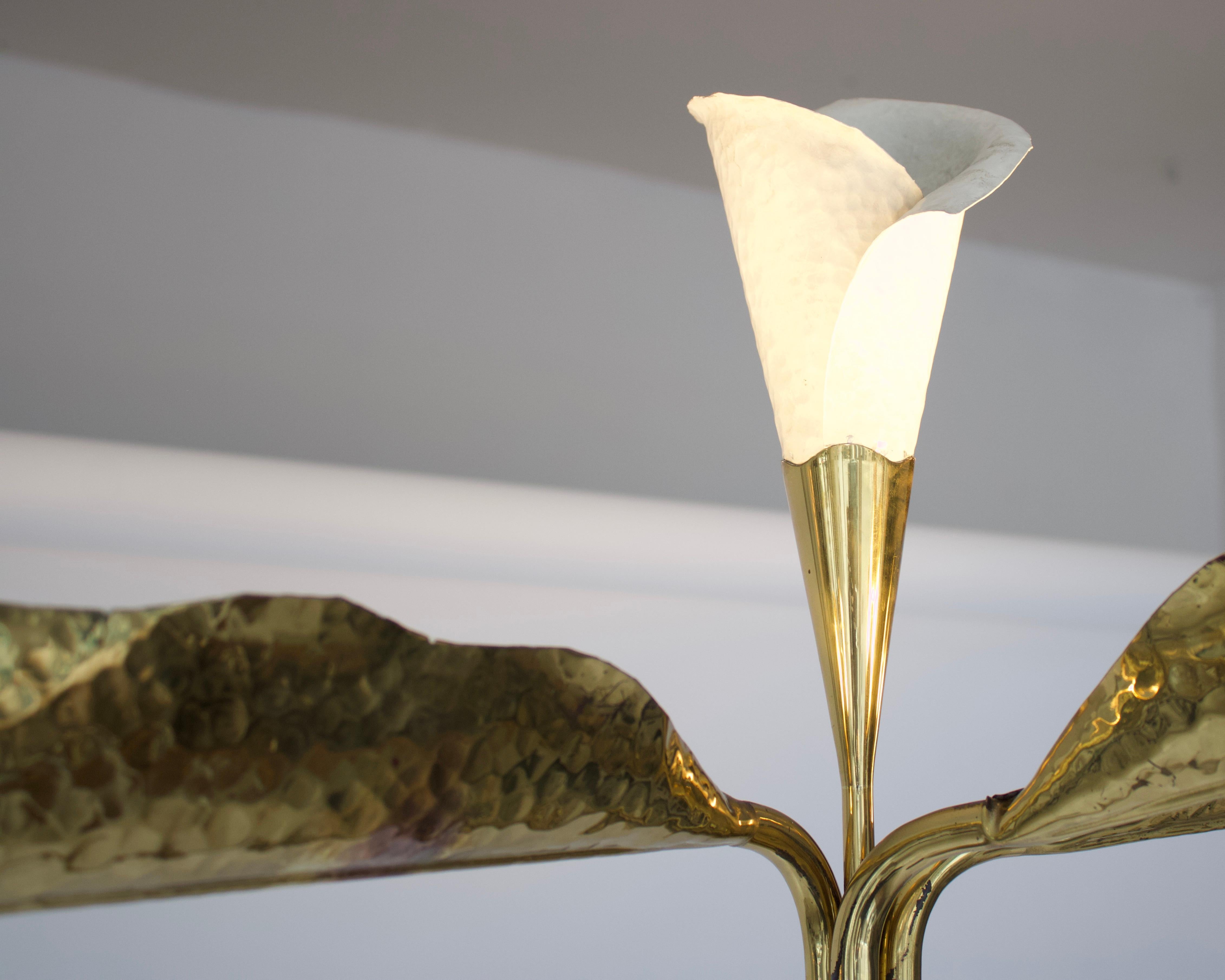 Angelo Lelli Floor Lamp Brass Illuminated Leaves and Illuminated Calla Lily 4