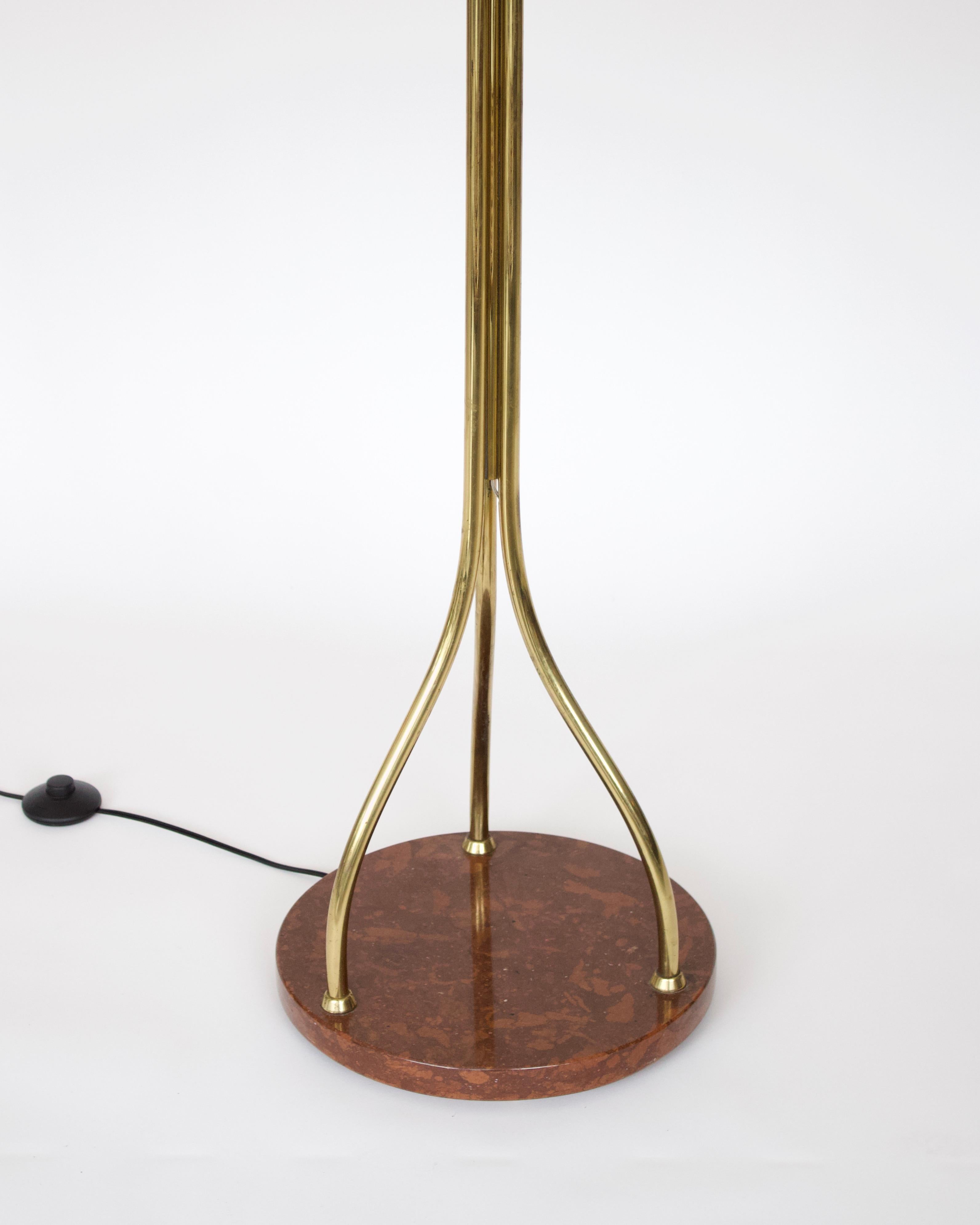 Italian Angelo Lelli Floor Lamp Brass Illuminated Leaves and Illuminated Calla Lily