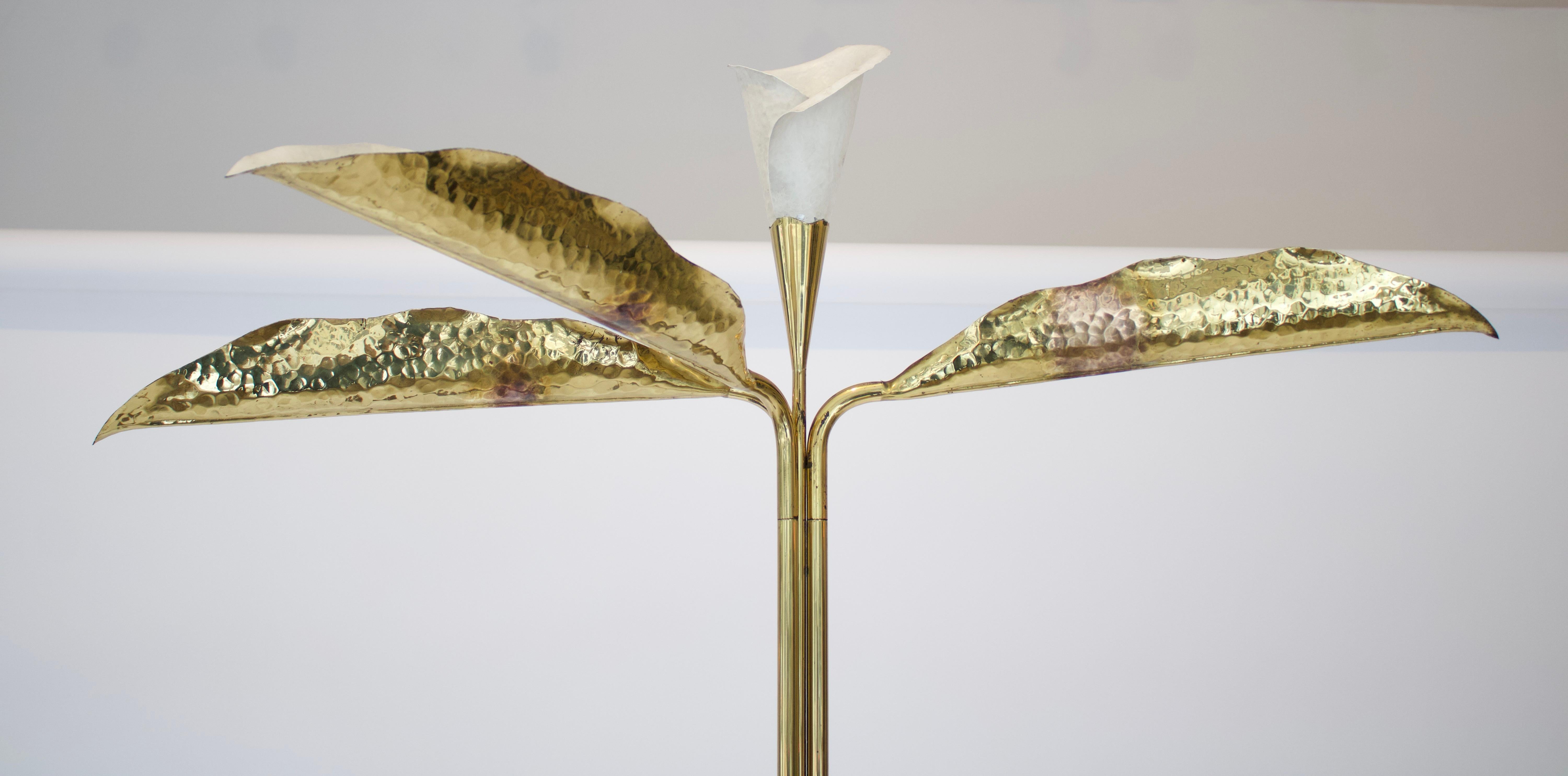 Angelo Lelli Floor Lamp Brass Illuminated Leaves and Illuminated Calla Lily 2