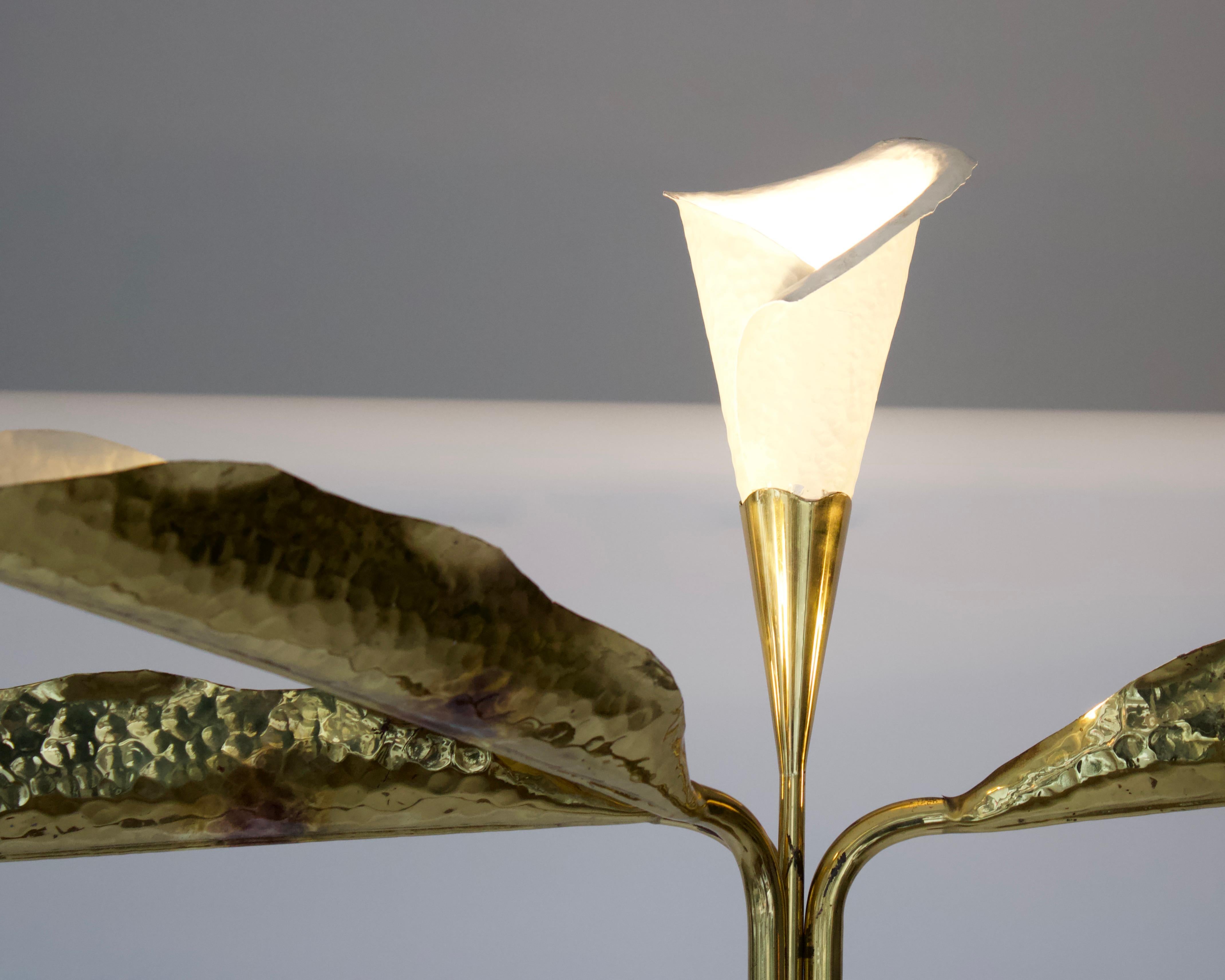 Angelo Lelli Floor Lamp Brass Illuminated Leaves and Illuminated Calla Lily 3