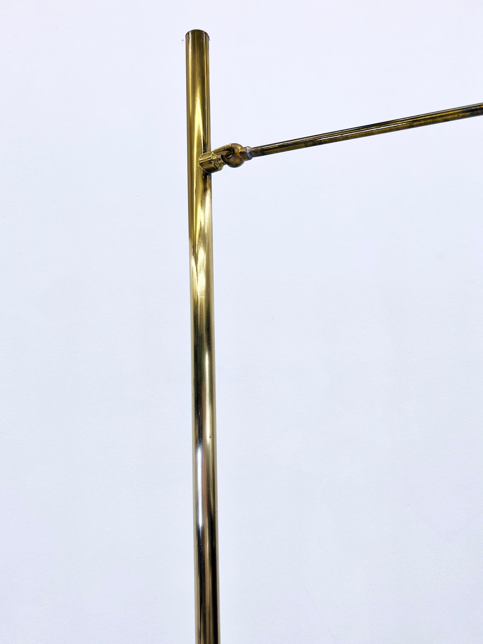 Angelo Lelli for Arredoluce Italy Brass Easel Lamp with Floor Switch, 1950s 2
