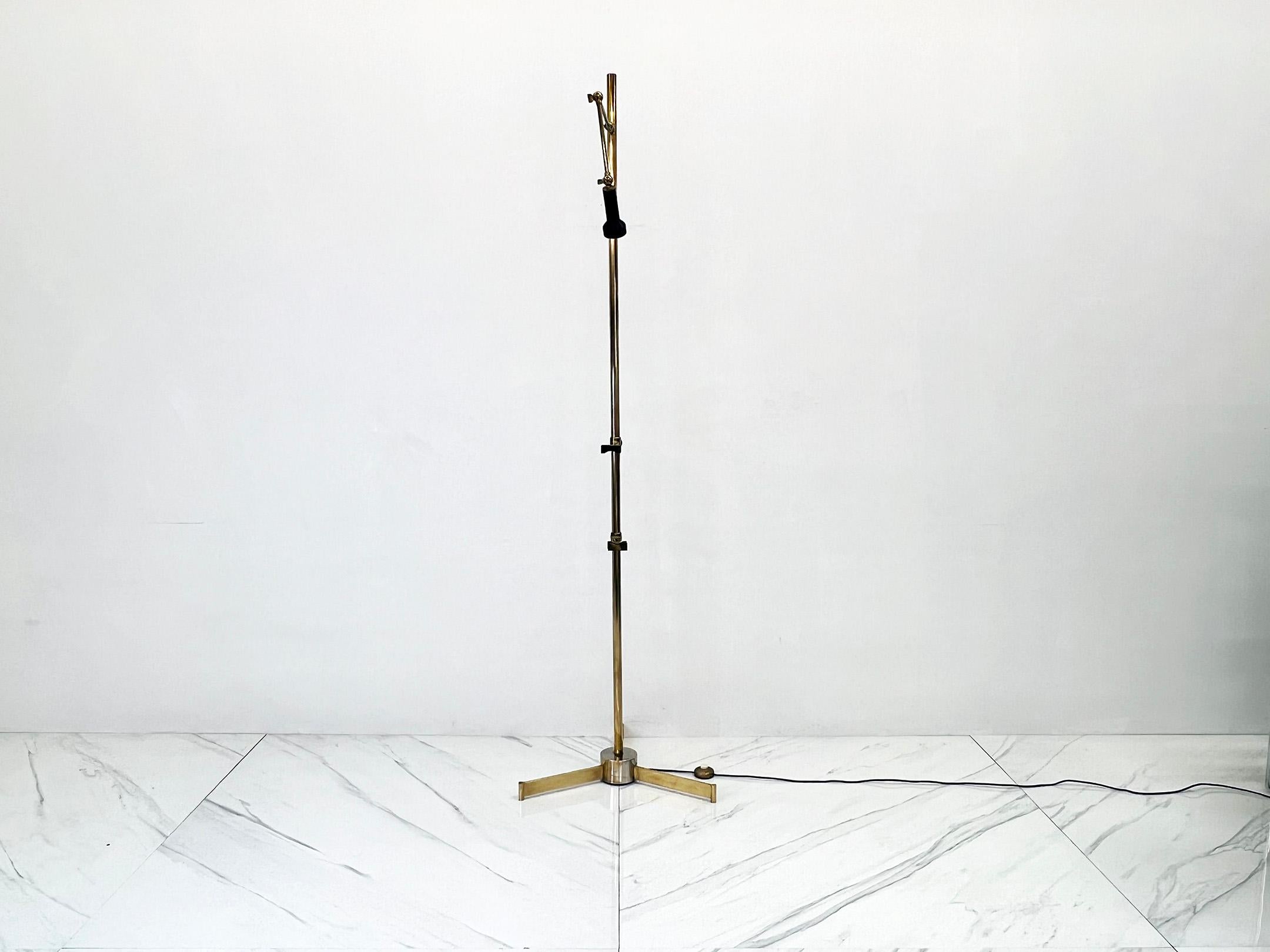 Angelo Lelli for Arredoluce Italy Brass Easel Lamp with Floor Switch, 1950s 4