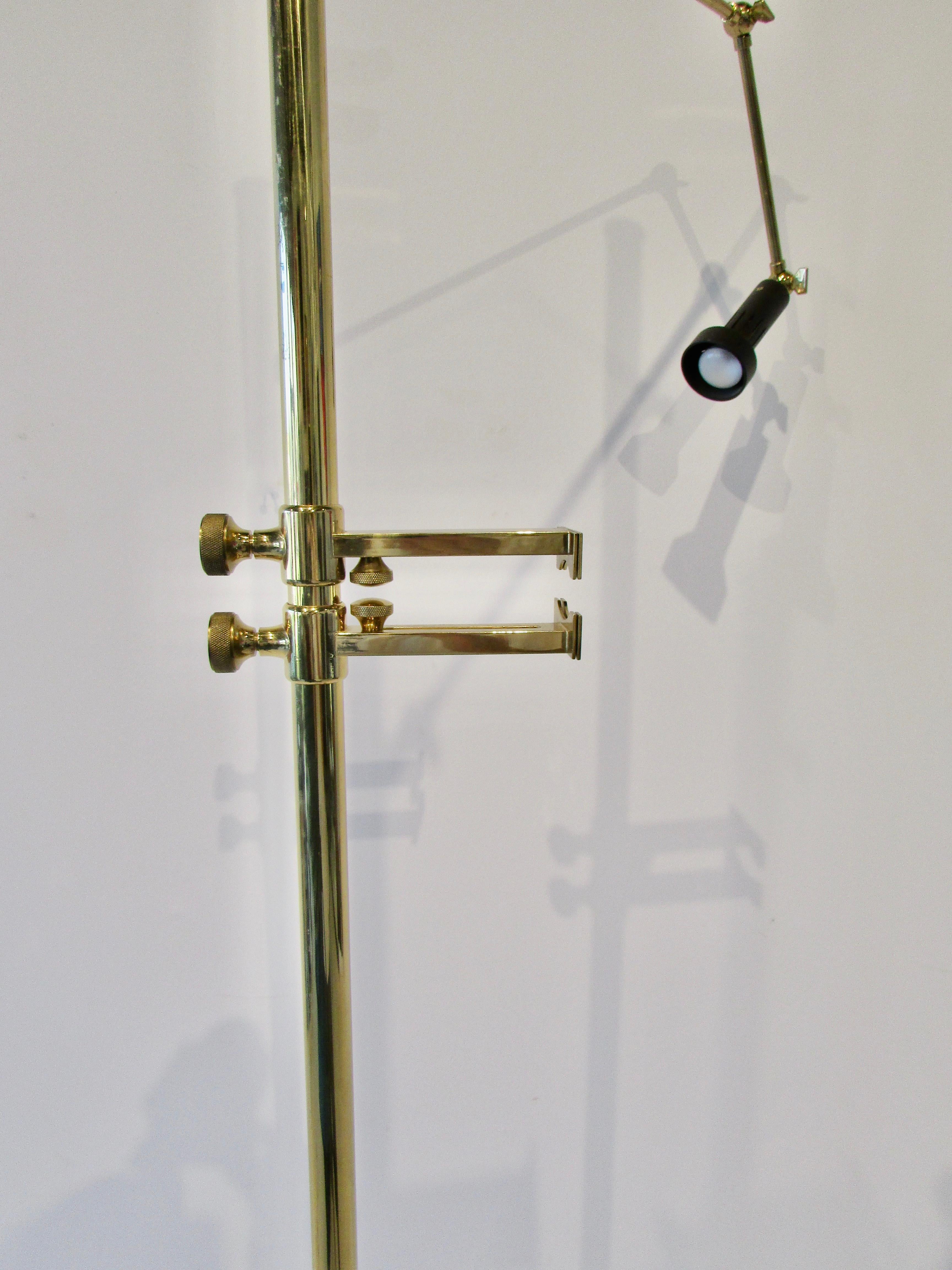 Angelo Lelli for Arredoluce Italy Brass Easel Lamp with Floor Switch 5