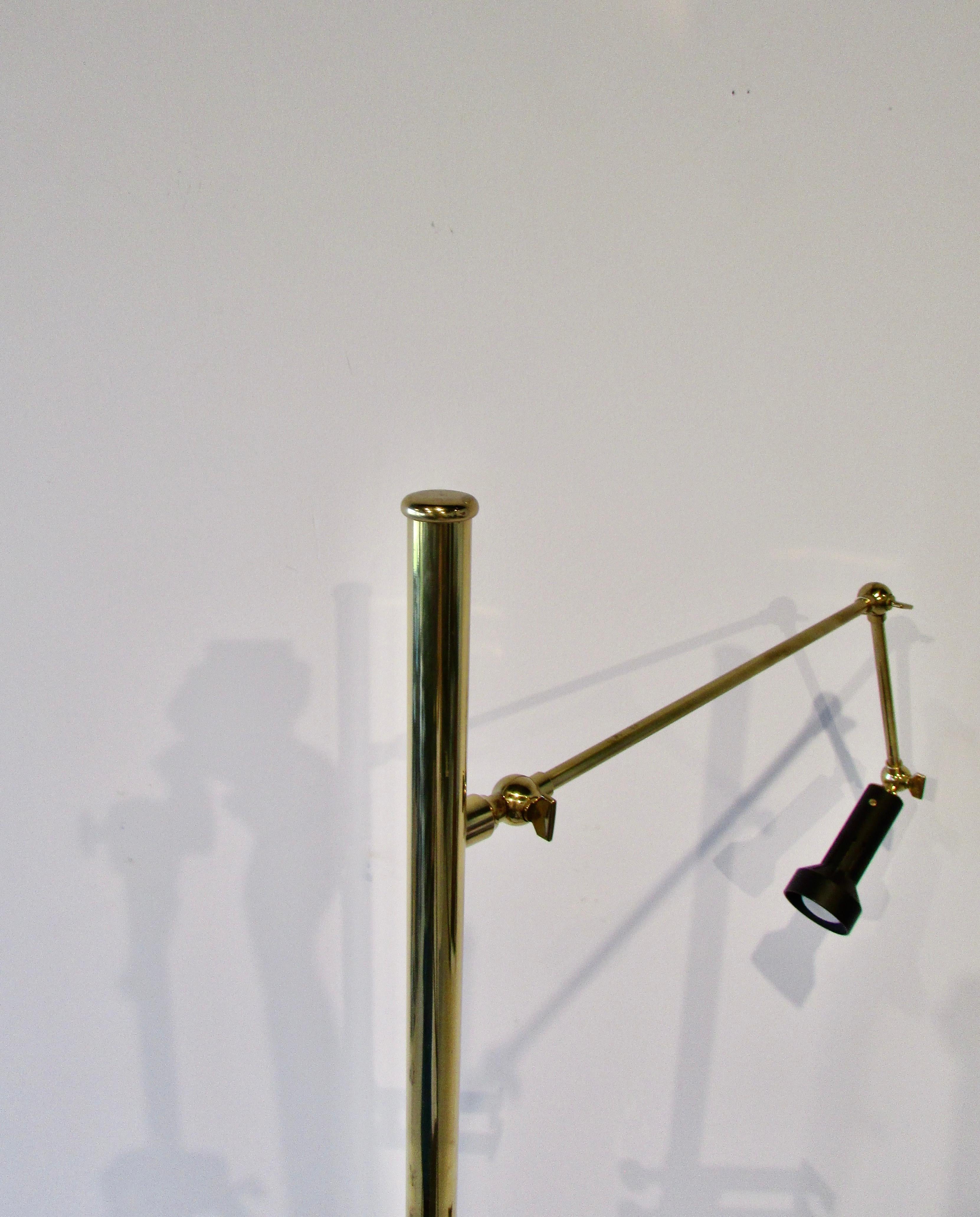 Angelo Lelli for Arredoluce Italy Brass Easel Lamp with Floor Switch 6