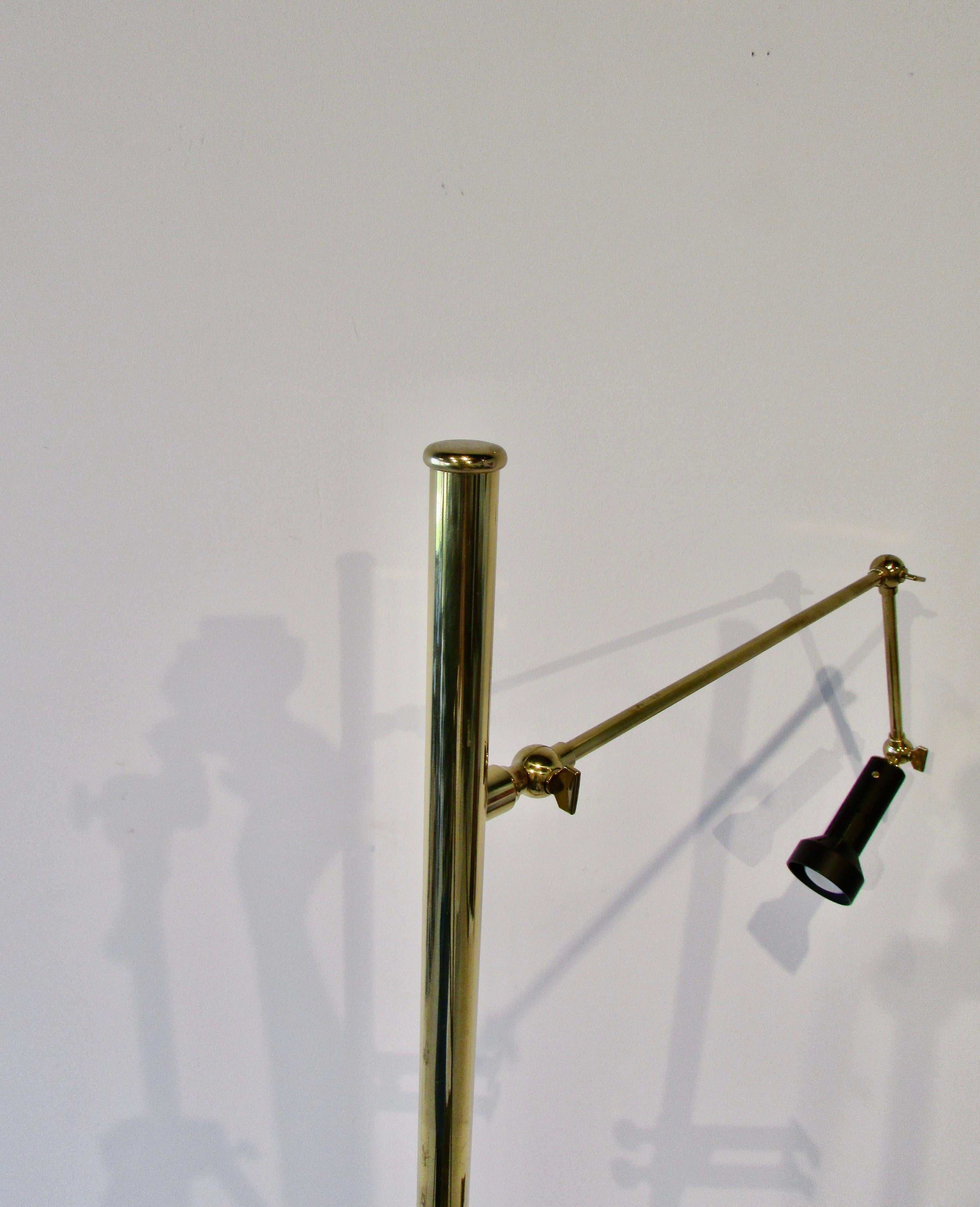 Angelo Lelli for Arredoluce Italy Brass Easel Lamp with Floor Switch 7