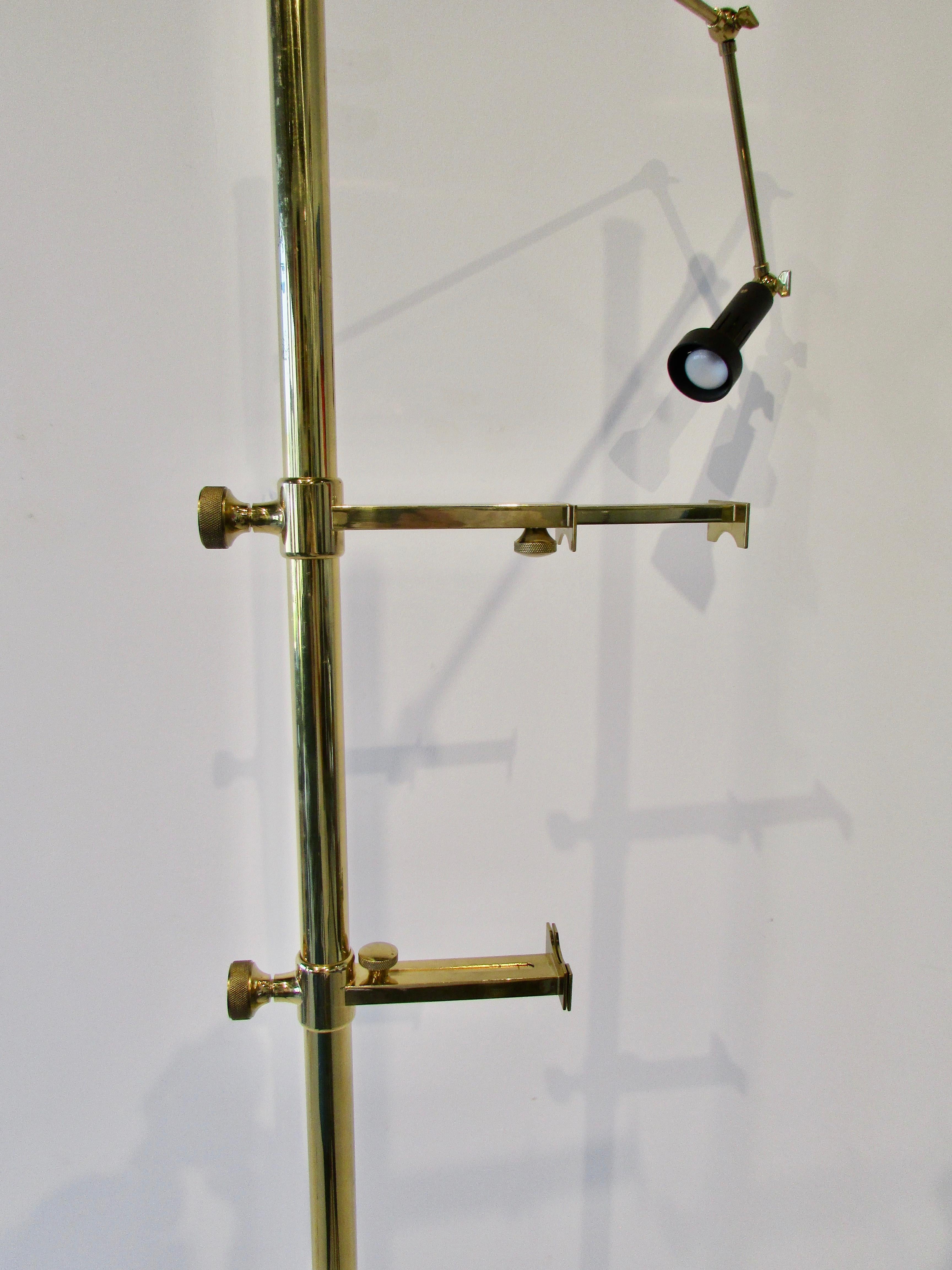 Italian Angelo Lelli for Arredoluce Italy Brass Easel Lamp with Floor Switch