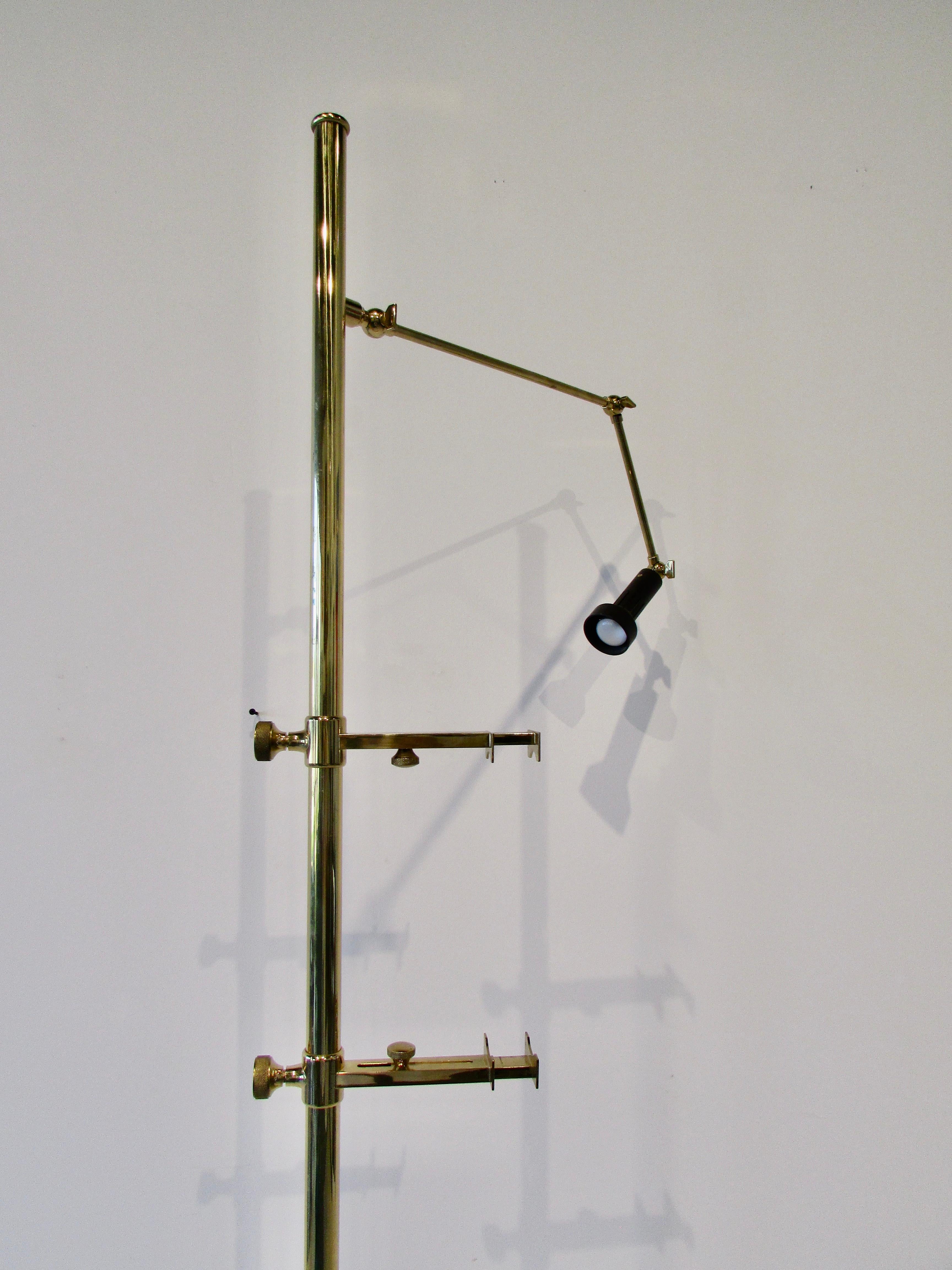 Angelo Lelli for Arredoluce Italy Brass Easel Lamp with Floor Switch 1