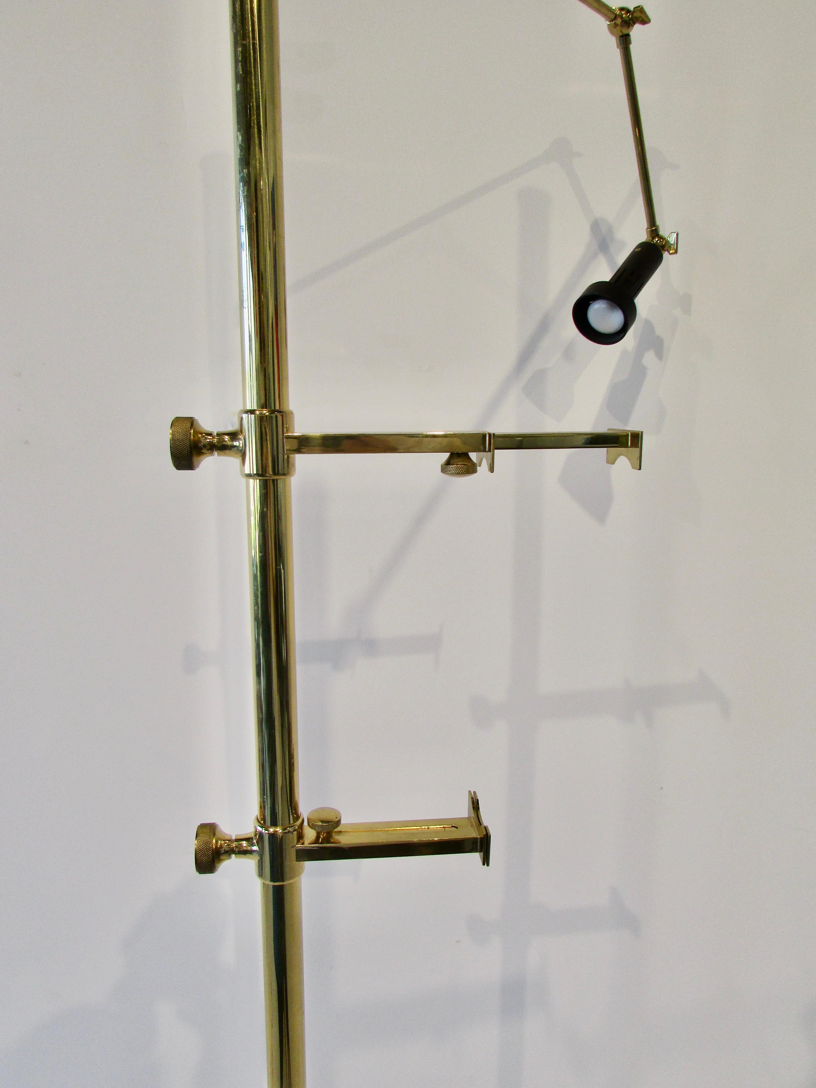 Angelo Lelli for Arredoluce Italy Brass Easel Lamp with Floor Switch 2