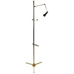 Angelo Lelli for Arredoluce Italy Brass Easel Lamp with Floor Switch