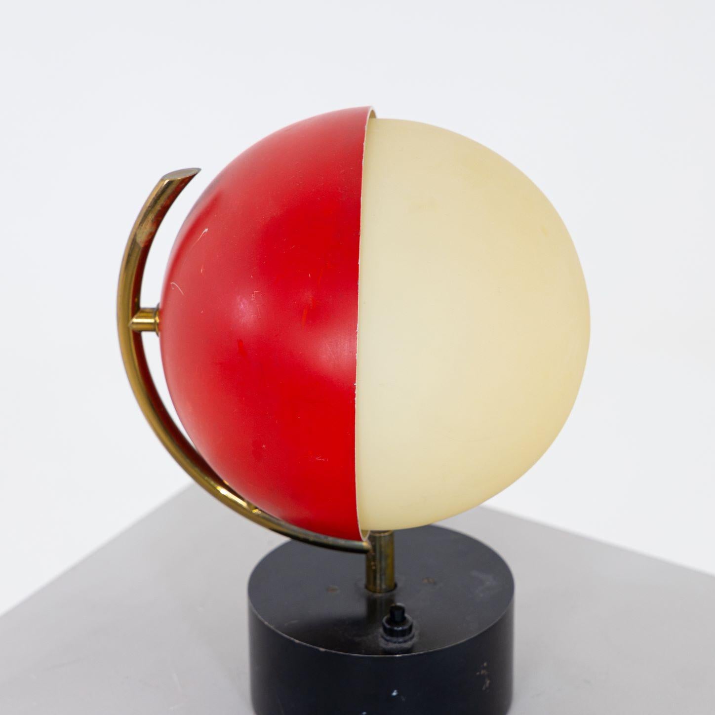Angelo Lelli for Arredoluce Model # 12794 table lamp.
Enameled metal, brass, frosted glass.