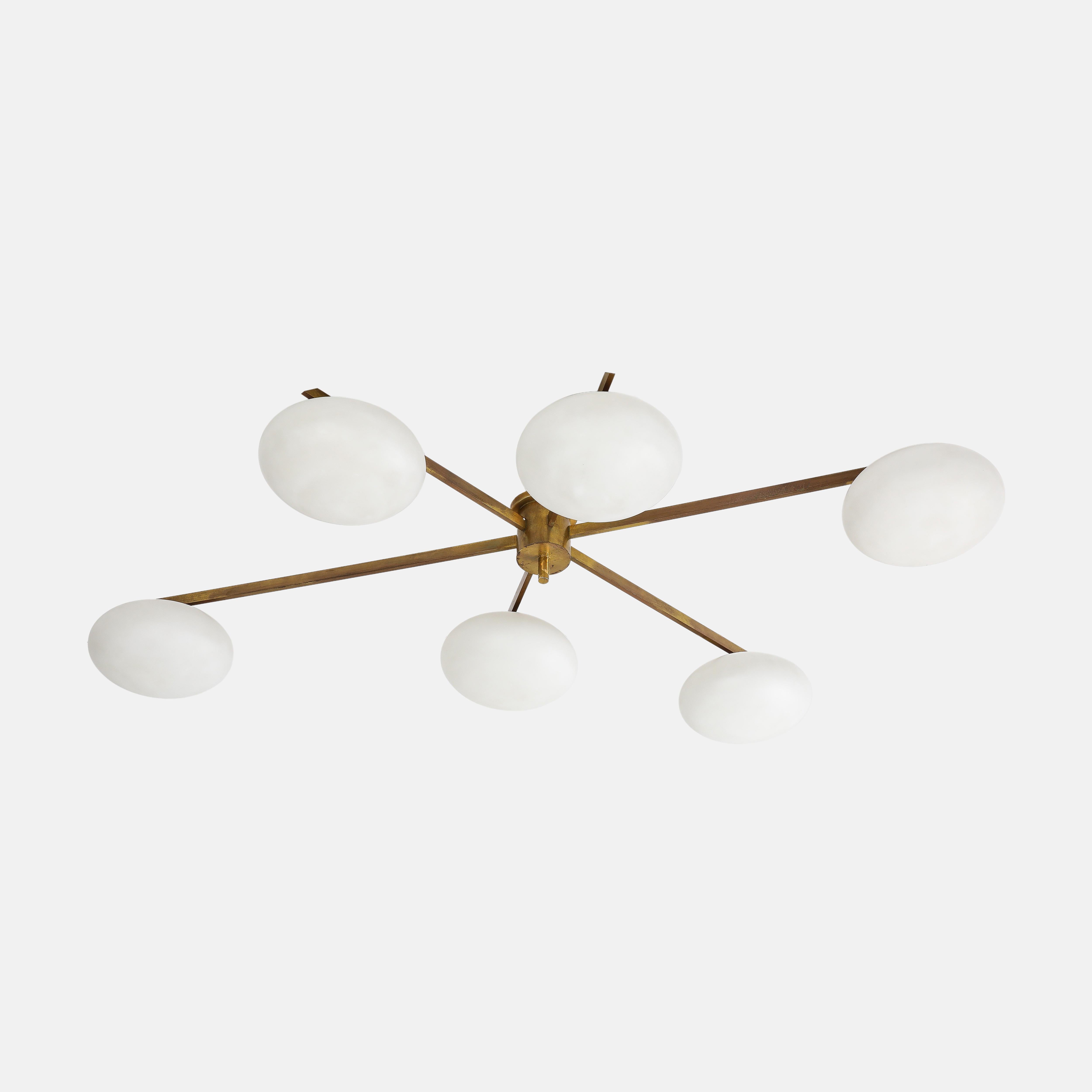 Angelo Lelli for Arredoluce Rare Pair of Sei Lune Ceiling Lights, Certificates For Sale 3