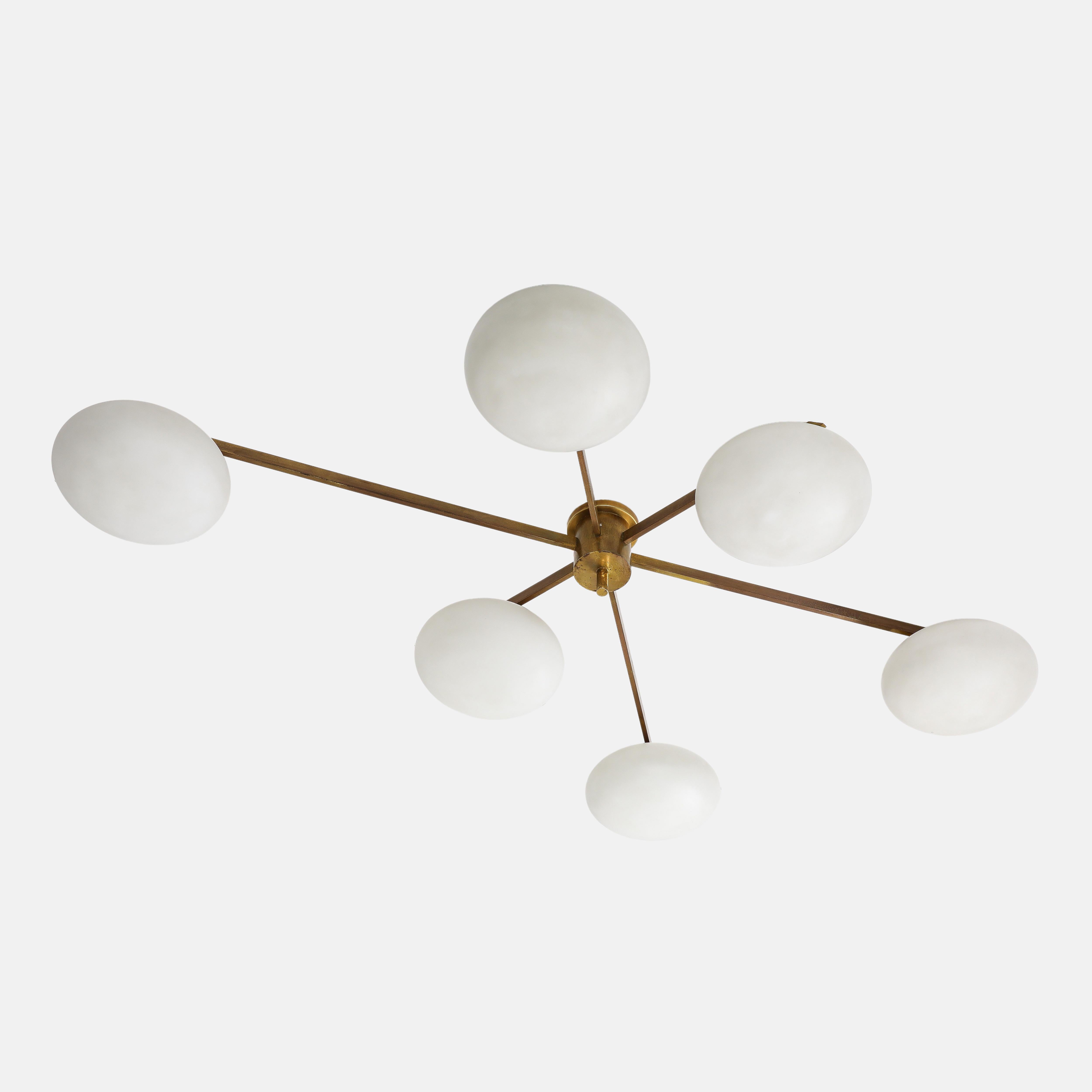 Angelo Lelli for Arredoluce Rare Pair of Sei Lune Ceiling Lights, Certificates For Sale 6